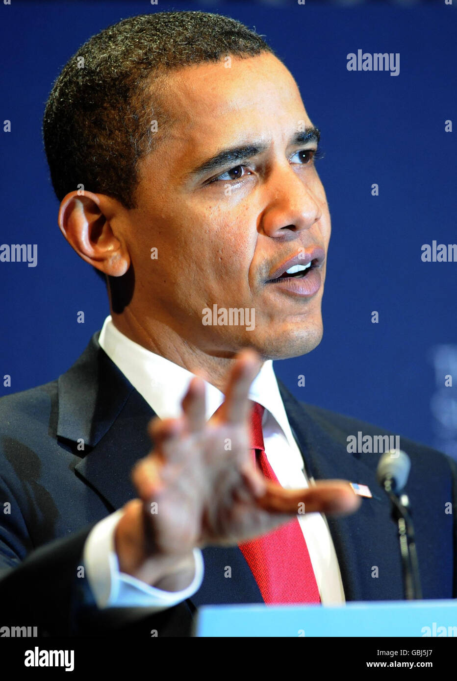 US President Barack Obama gives a speech at the G20 summit in the Excel ...