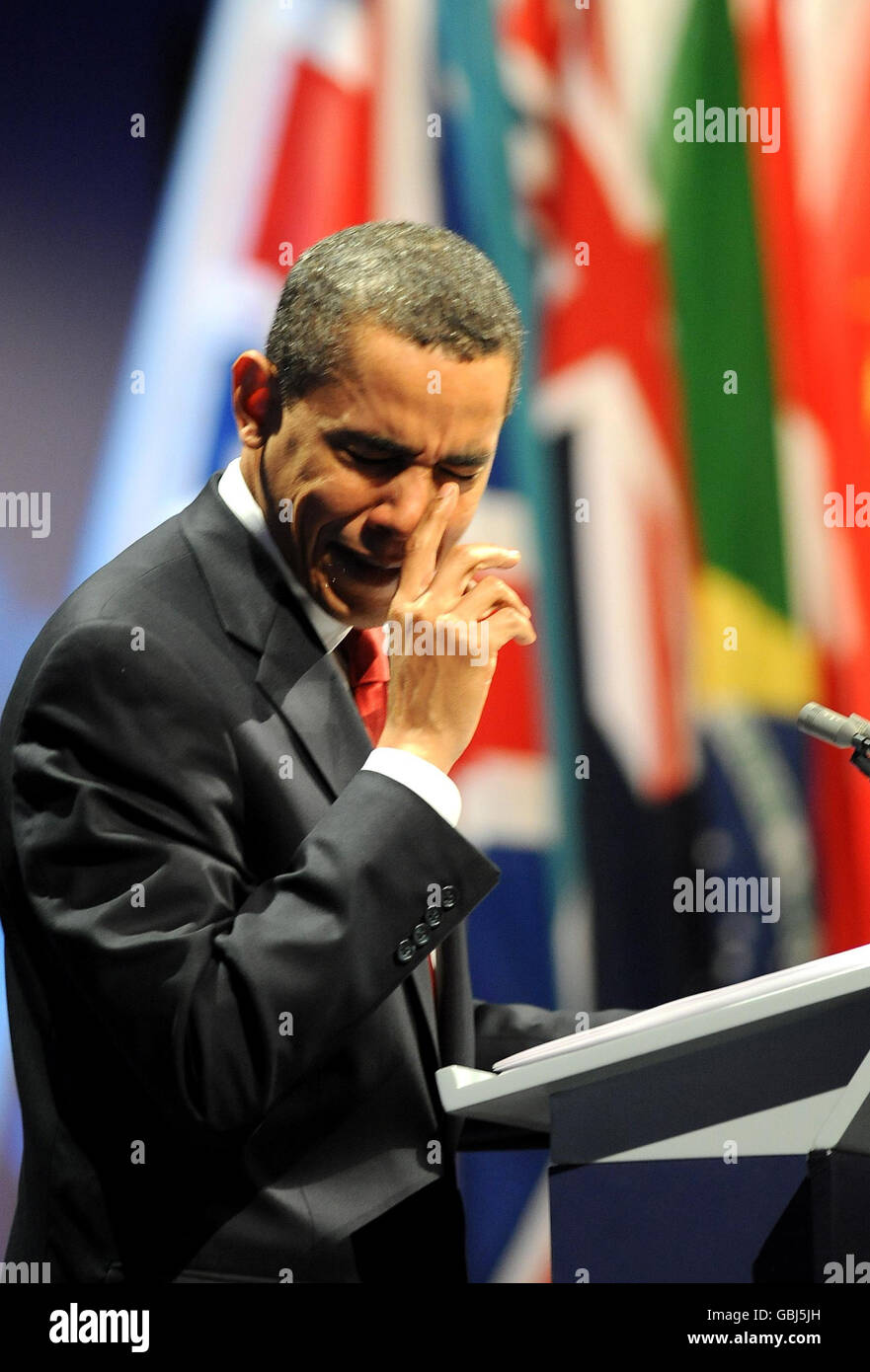 Us president barack obama speech g summit in excel centre hi-res stock ...