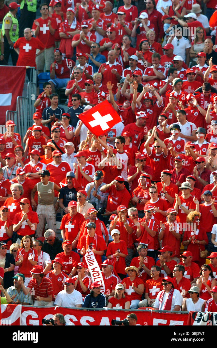 Football euro 2004 fans flags hi-res stock photography and