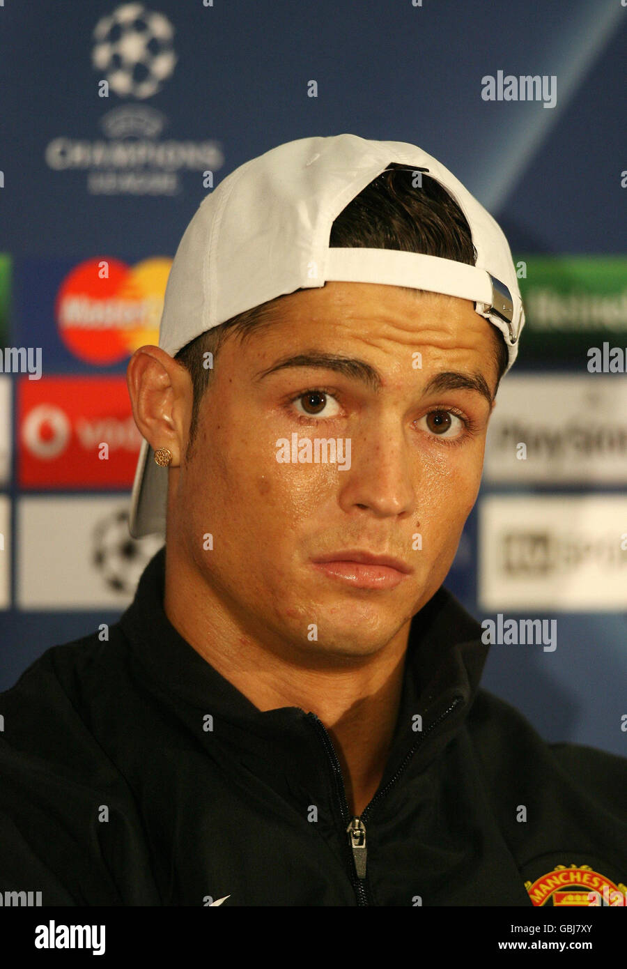 Manchester United's Cristiano Ronaldo during a press conference at  Carrington Training Ground, Manchester Stock Photo - Alamy