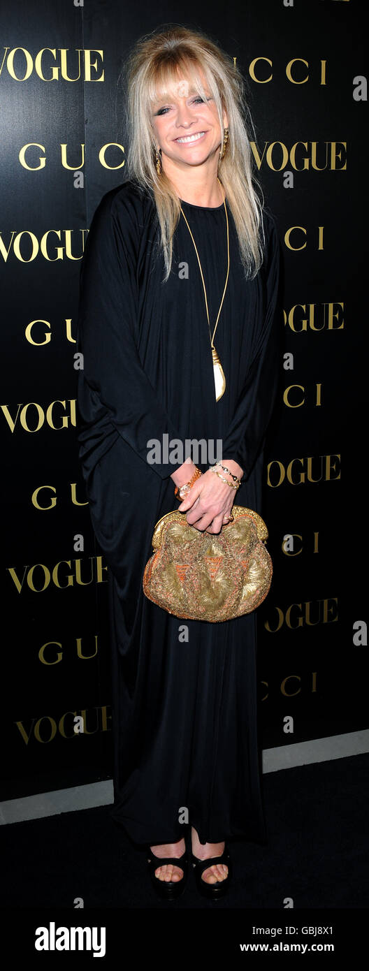 Jo Woods arrives at a dinner in honour of Frida Giannini, Creative Director  of Gucci, hosted by Alexandra Shulman, editor of British Vogue and held at  the Saatchi Gallery in London Stock