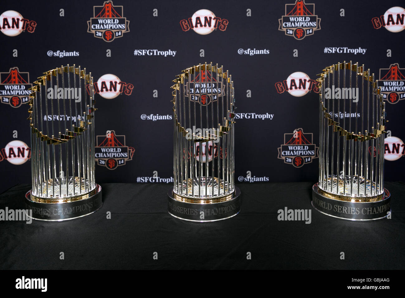 San Francisco Giants World Series Trophies Stock Photo