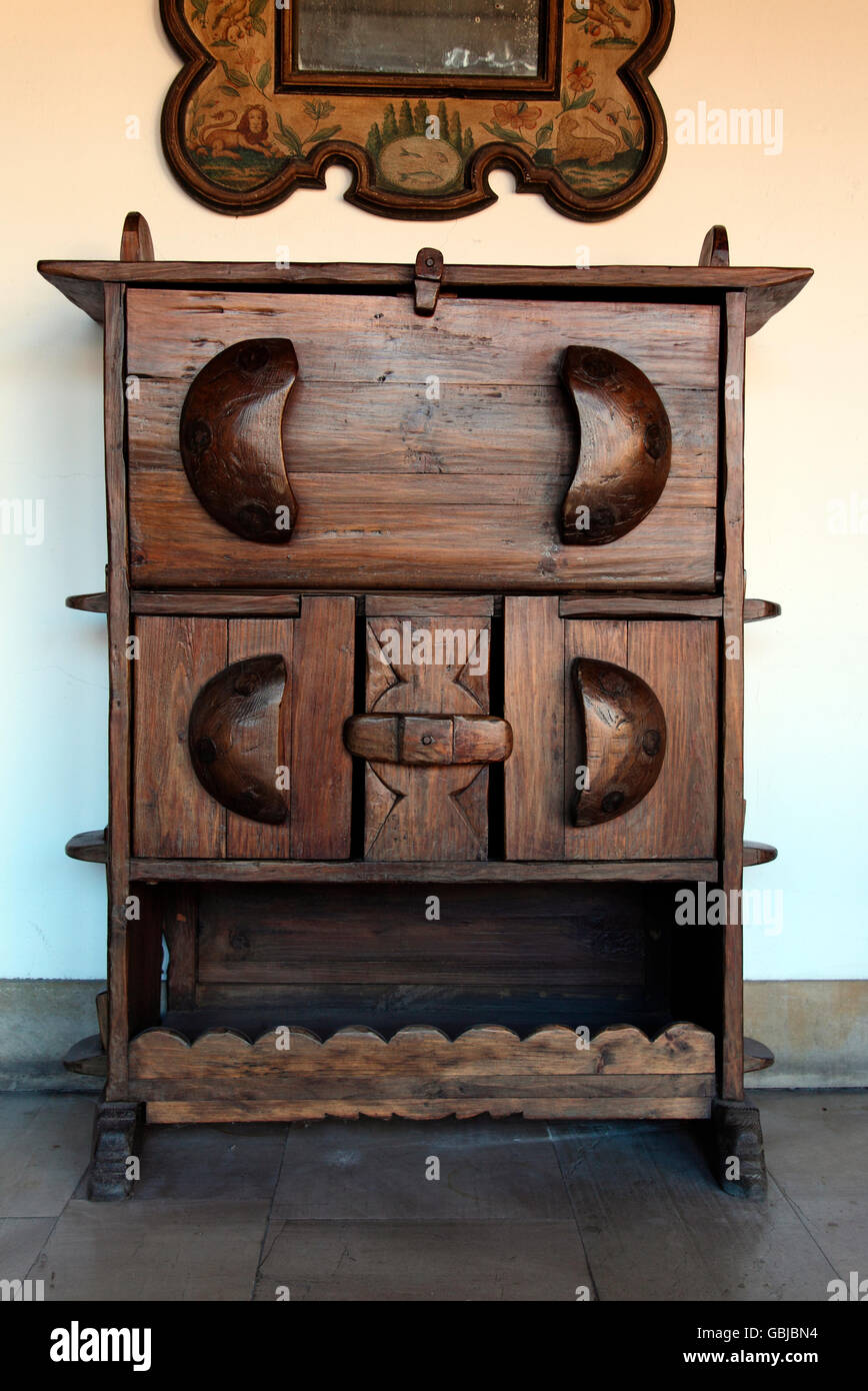 Reproduction of a medieval wooden chest in the Parador, Leon Stock Photo