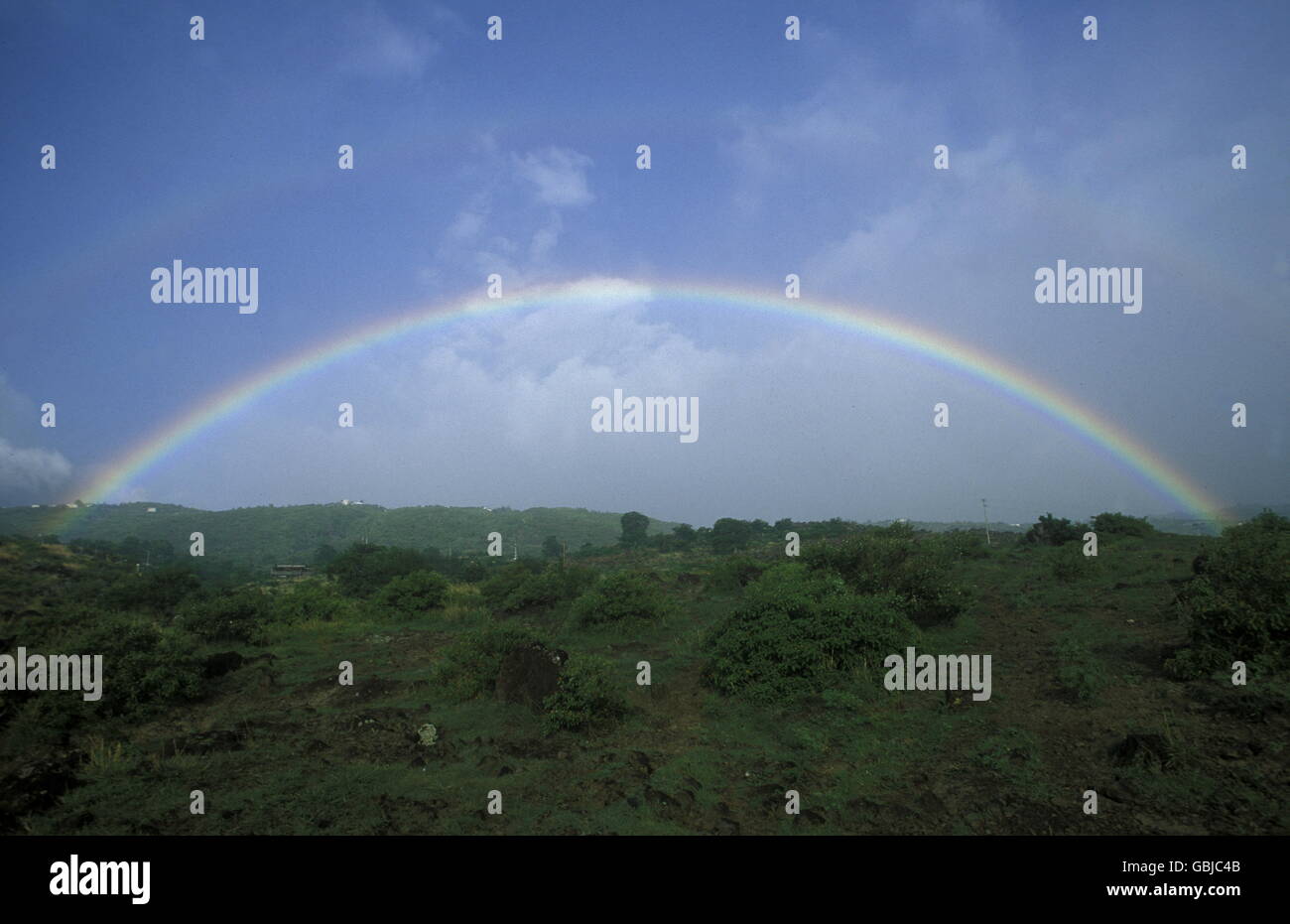 The landscape allround the Grand Bassin on the Island of La Reunion in the Indian Ocean in Africa. Stock Photo