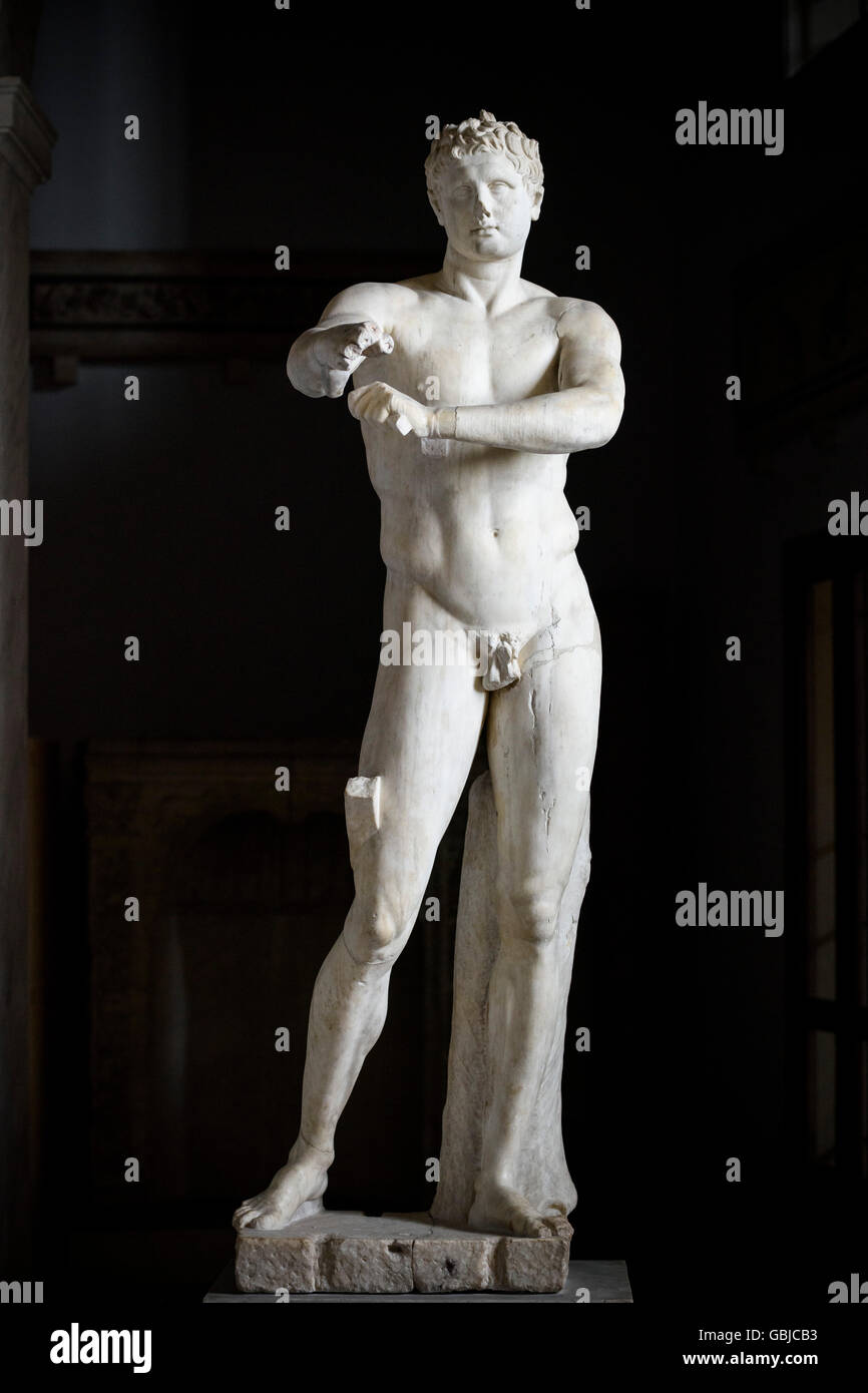 Rome. Italy. Statue of Apoxyomenos (50 AD), Roman marble copy of a ...