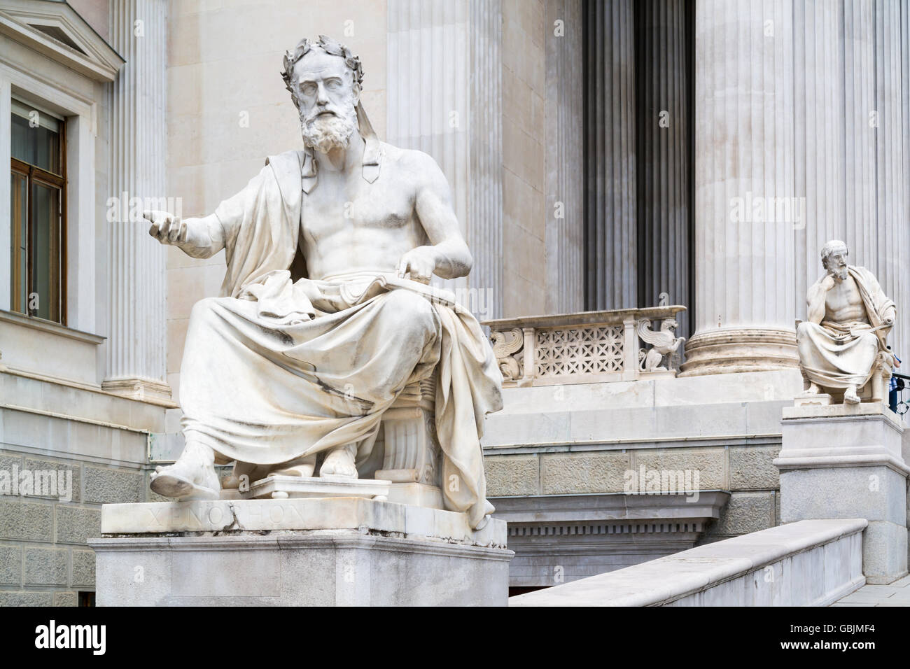 Statue of Xenophon of Athens in front of Austrian Parliament building ...