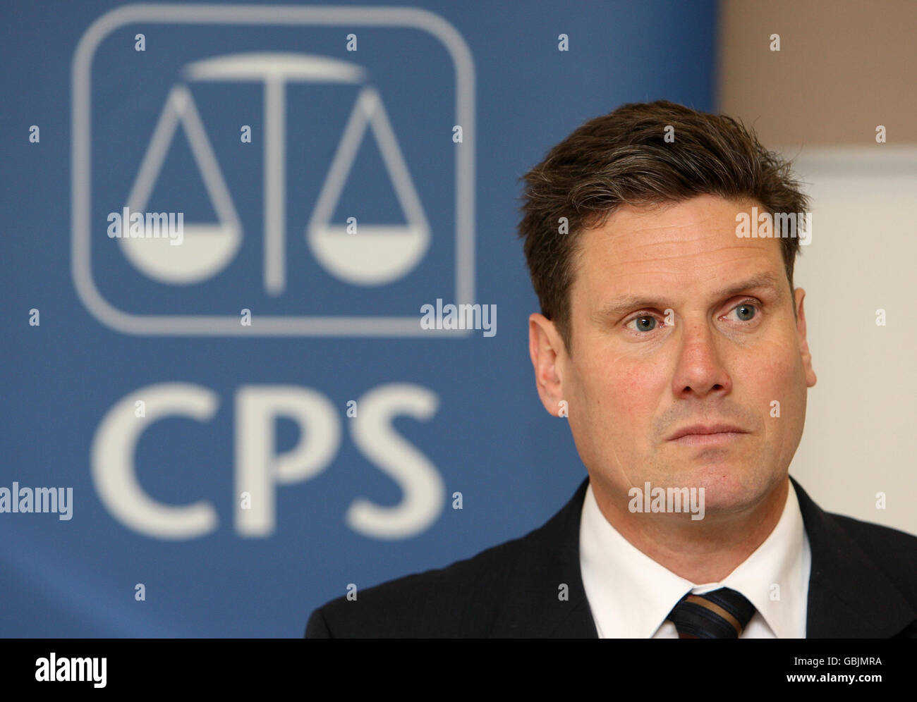 Keir Starmer QC, Director of Public Prosecutions at the Crown Prosecution Service, reads a statement at the CPS headquarters, in central London, in which the CPS announced that they will not prosecute Conservative MP Damian Green. Stock Photo