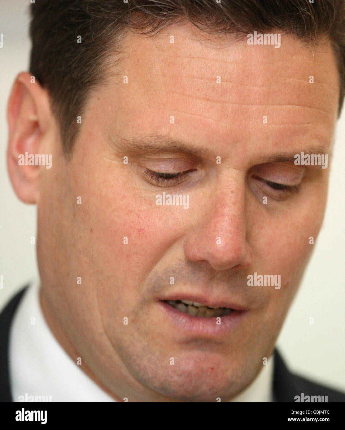 Keir Starmer QC, Director of Public Prosecutions at the Crown Prosecution Service, reads a statement at the CPS headquarters, in central London, in which the CPS announced that they will not prosecute Conservative MP Damian Green. Stock Photo