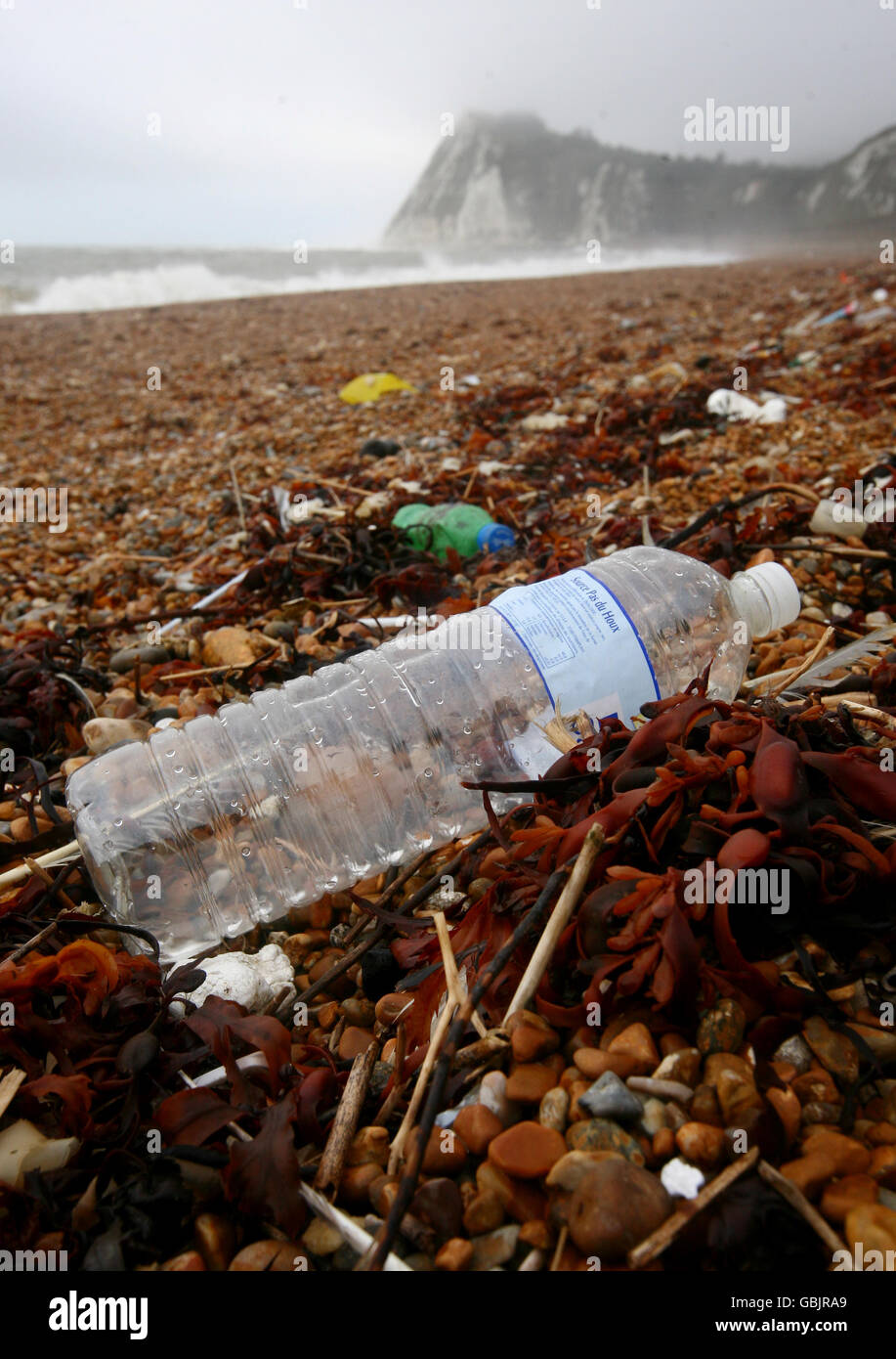 Rubbish left on a beach in Dover, Kent, as the amount of rubbish on the UK's beaches has reached its highest level ever, according to a survey. Stock Photo