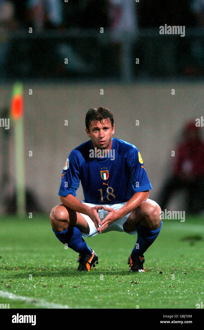 Soccer - UEFA European Championship 2004 - Group C - Italy v Bulgaria. Italy's Antonio Cassano is dejected during the game Stock Photo