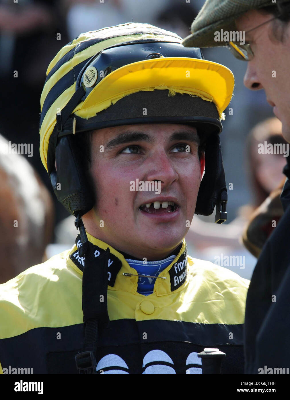 Horse Racing - Chepstow Racecourse. Jockey Liam Treadwell after winnng on Russian Around in The freebets.co.uk.Poker Novices' Chase at Chepstow Racecourse. Stock Photo