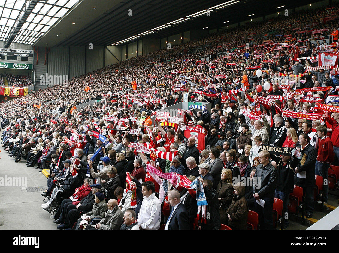 Liverpool fans during the memorial service at Liverpool's Anfield