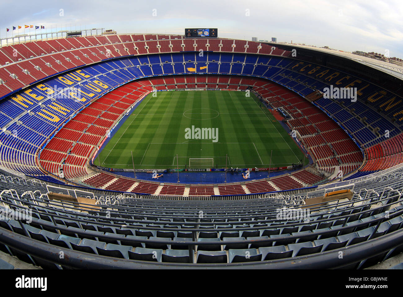 General view of the Estadio Camp Nou, home to Barcelona Football Club. Stock Photo