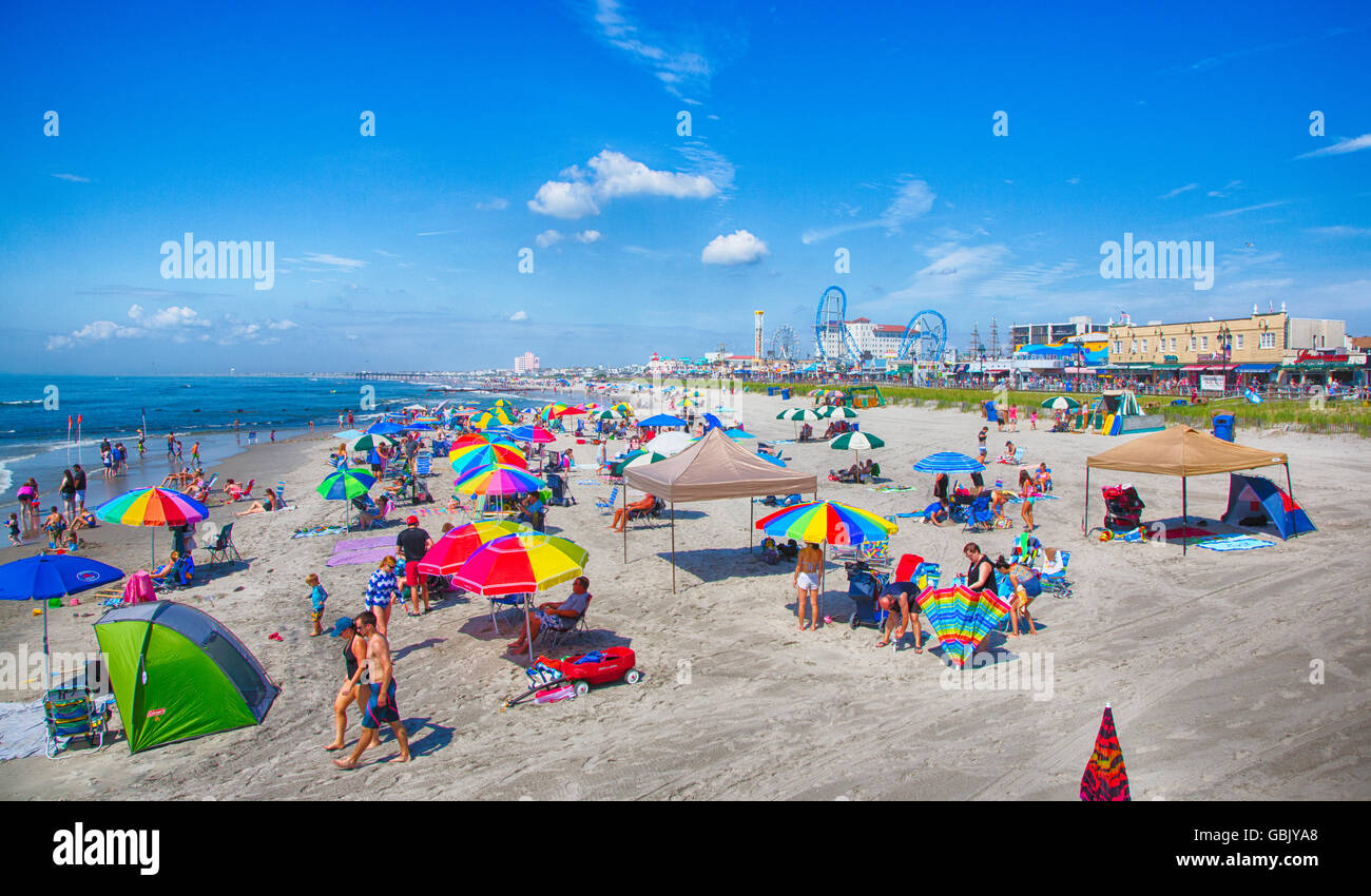 Ocean City, NJ July, 6, 2016 vacationers enjoy the sun and sand on
