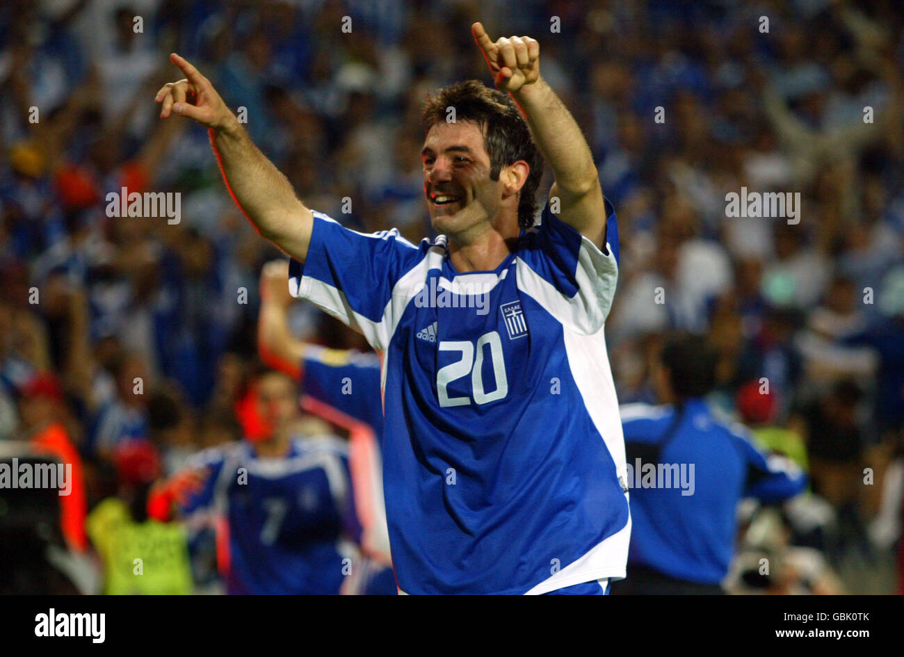 Soccer - UEFA European Championship 2004 - Semi Final - Greece v Czech Republic. Greece's Georgios Karagounis celebrates at the final whistle Stock Photo