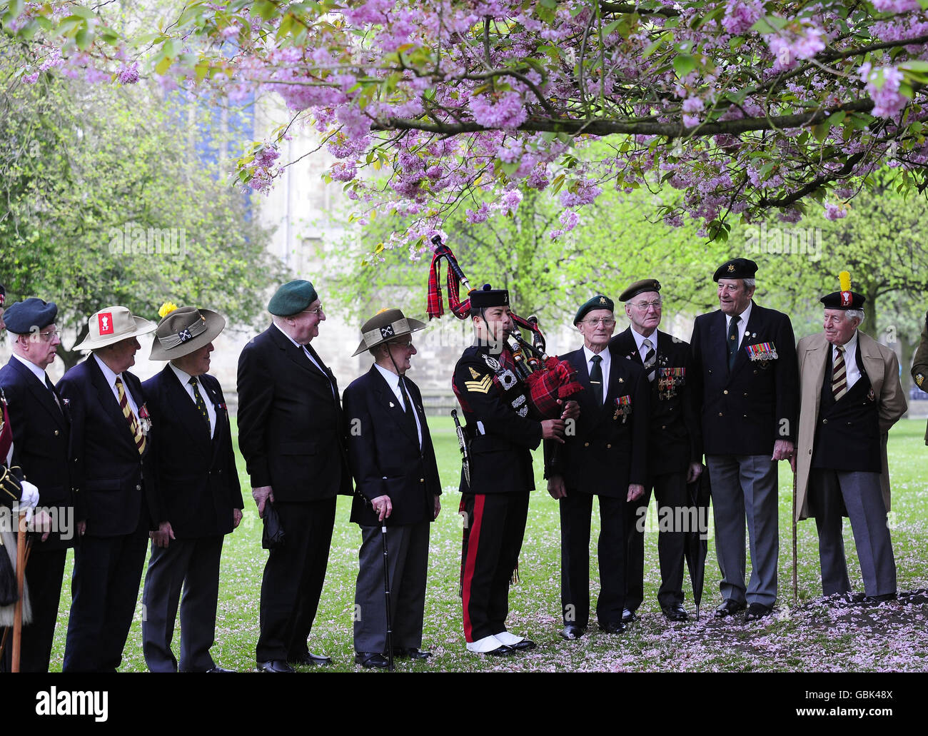 Veterans of the Battle of Kohima remembered at the 65th anniversary of the battle, with a service at York Minster and wreath laying at the Kohima Memorial in the Minster Gardens. Stock Photo
