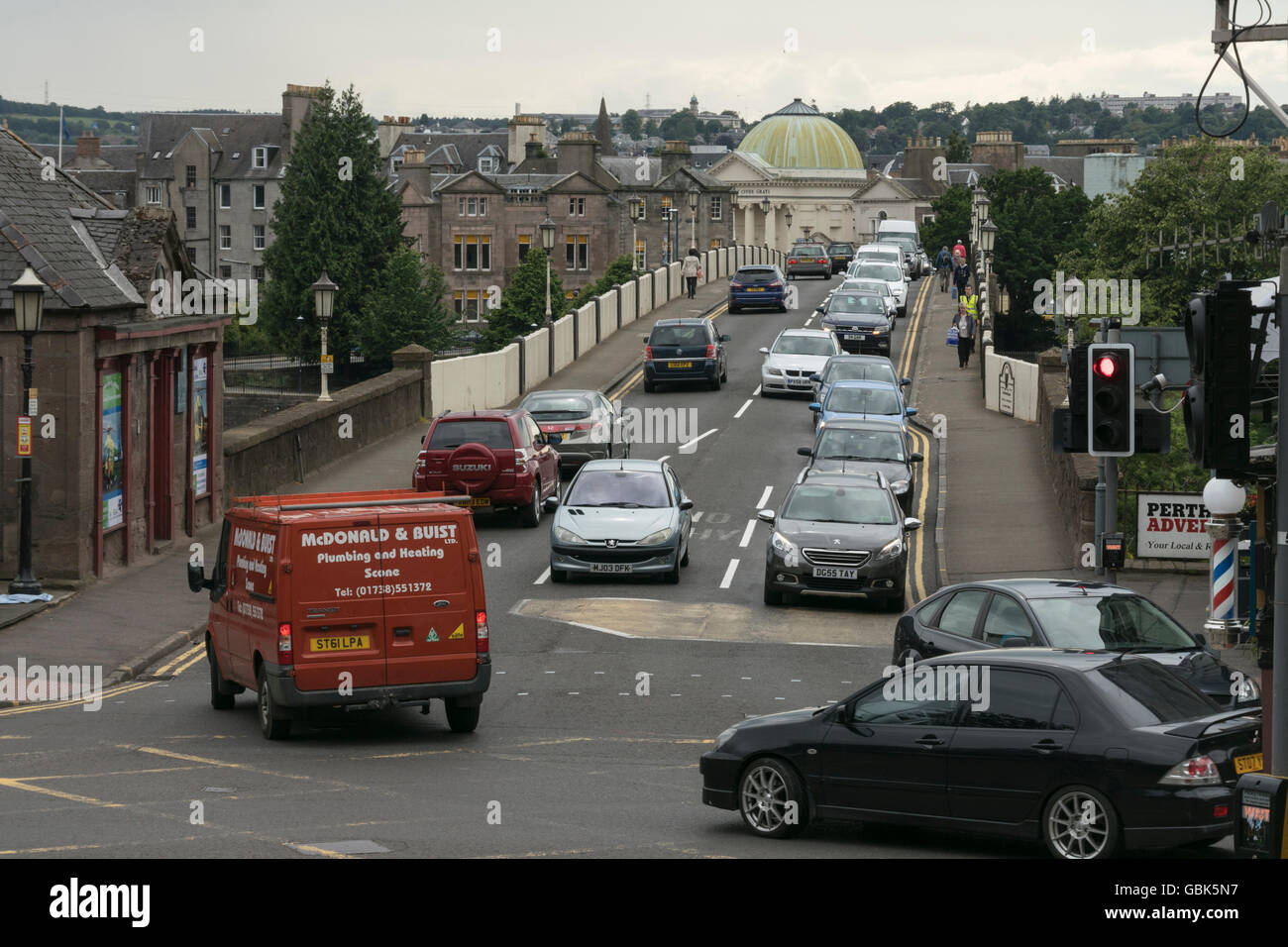 Heavy traffic congestion,Perth,Scotland,UK, Stock Photo