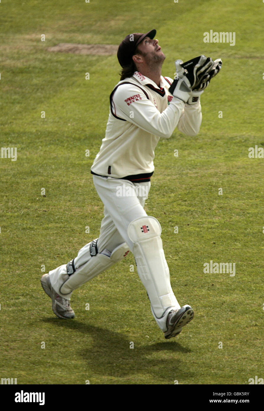 Lancashire's Luke Sutton catches Nottinghamshire's Paul Franks Stock ...