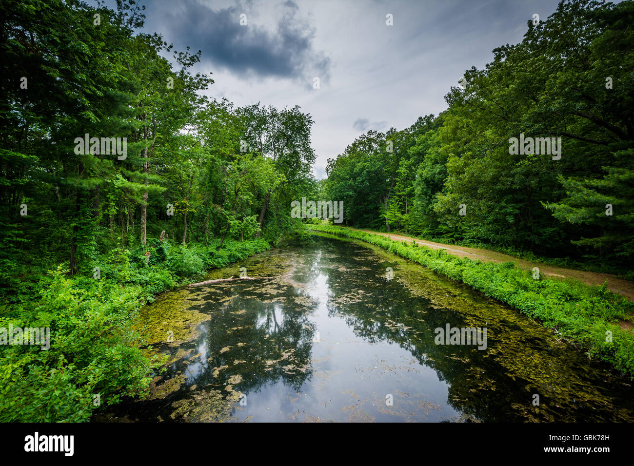 The Nashua River at Mine Falls Park in Nashua, New Hampshire Stock