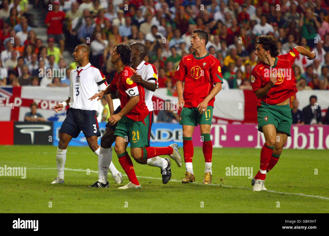 Soccer - UEFA European Championship 2004 - Quarter Final - Portugal v England. Portugal's Helder Postiga scores the equalising goal against England Stock Photo