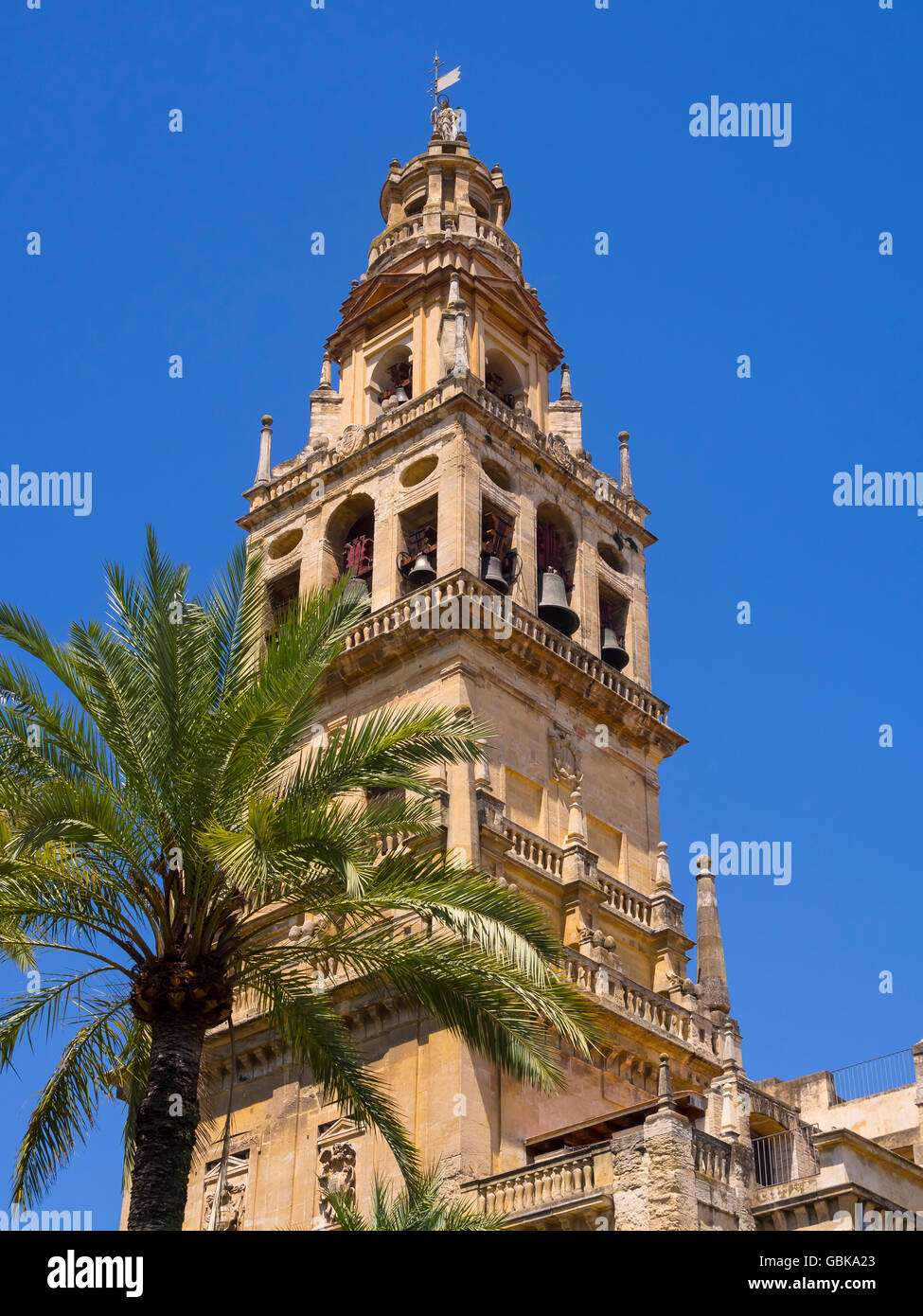 Belfry of the Cathedral, Mezquita, Cordoba province, Andalusia, Spain Stock Photo