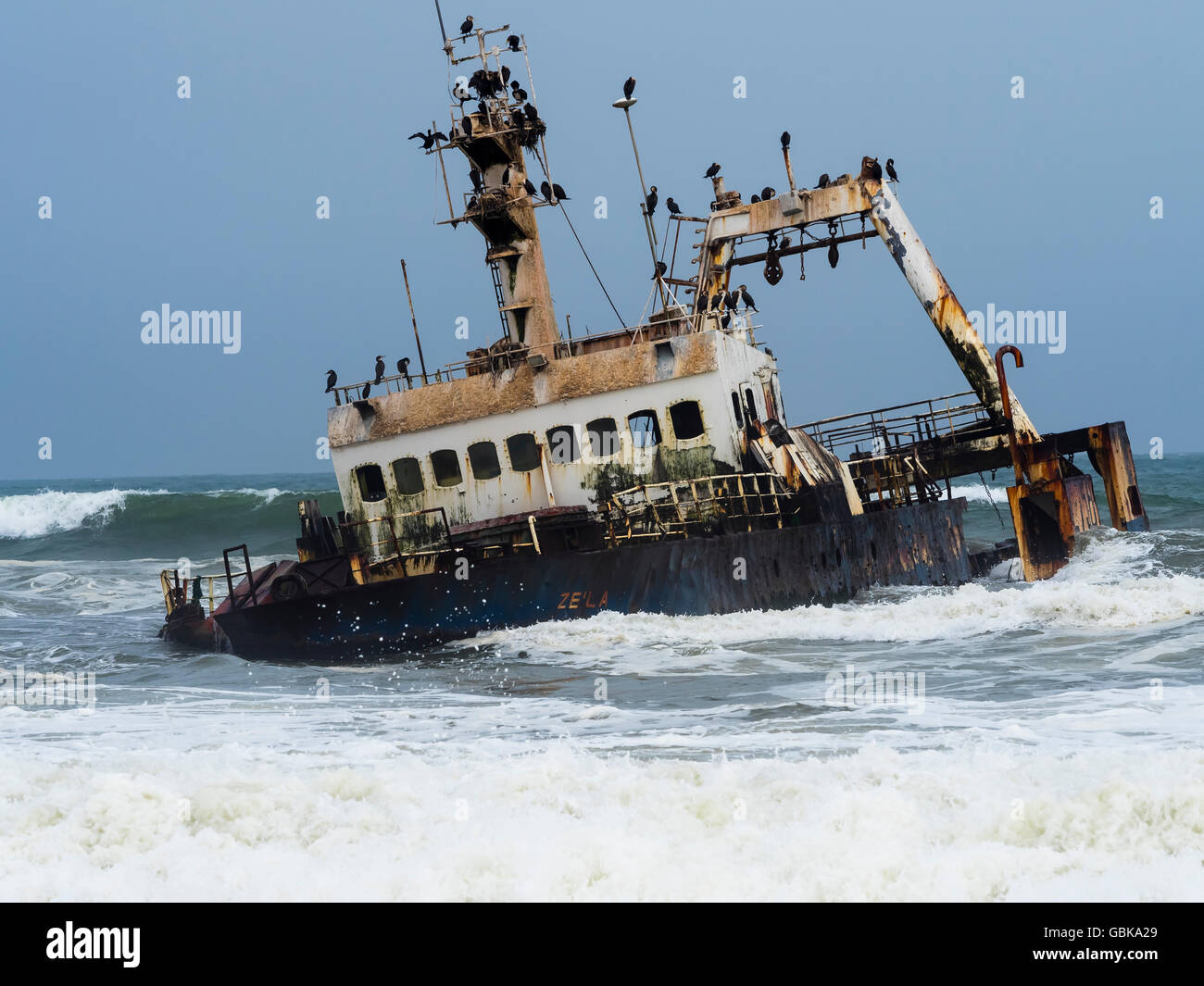 Stranded Shipwreck Zeila, Henties Bay, Dorob National Park, Namibia Stock Photo