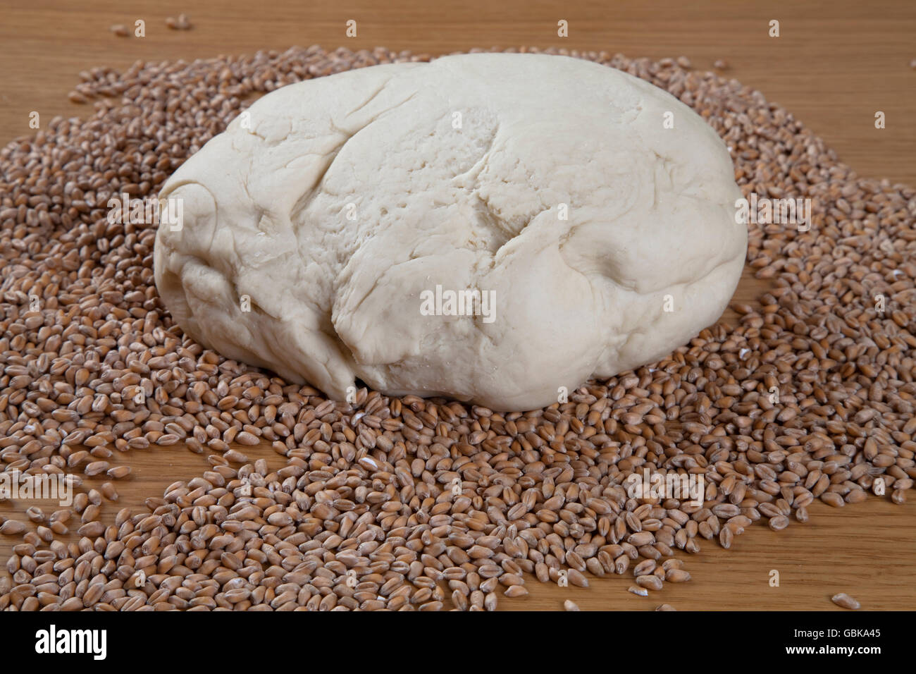 Dough, wheat grains Stock Photo