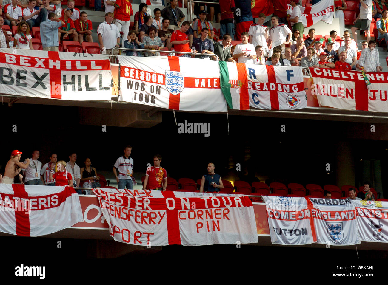 England fans celebrate after watching the Euro 2004 match