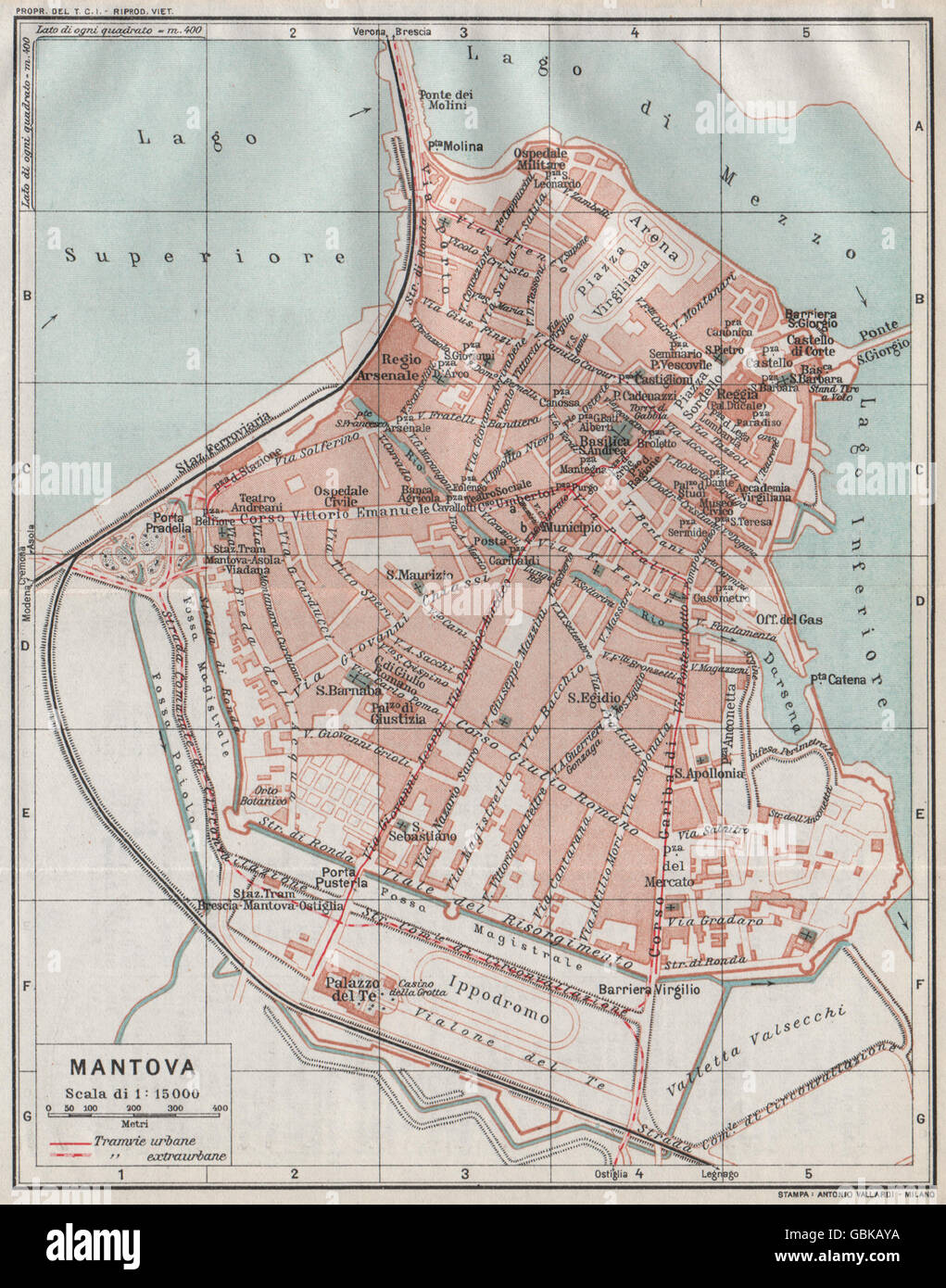 MANTOVA (MANTUA) . Vintage town city map plan. Italy, 1924 Stock Photo -  Alamy