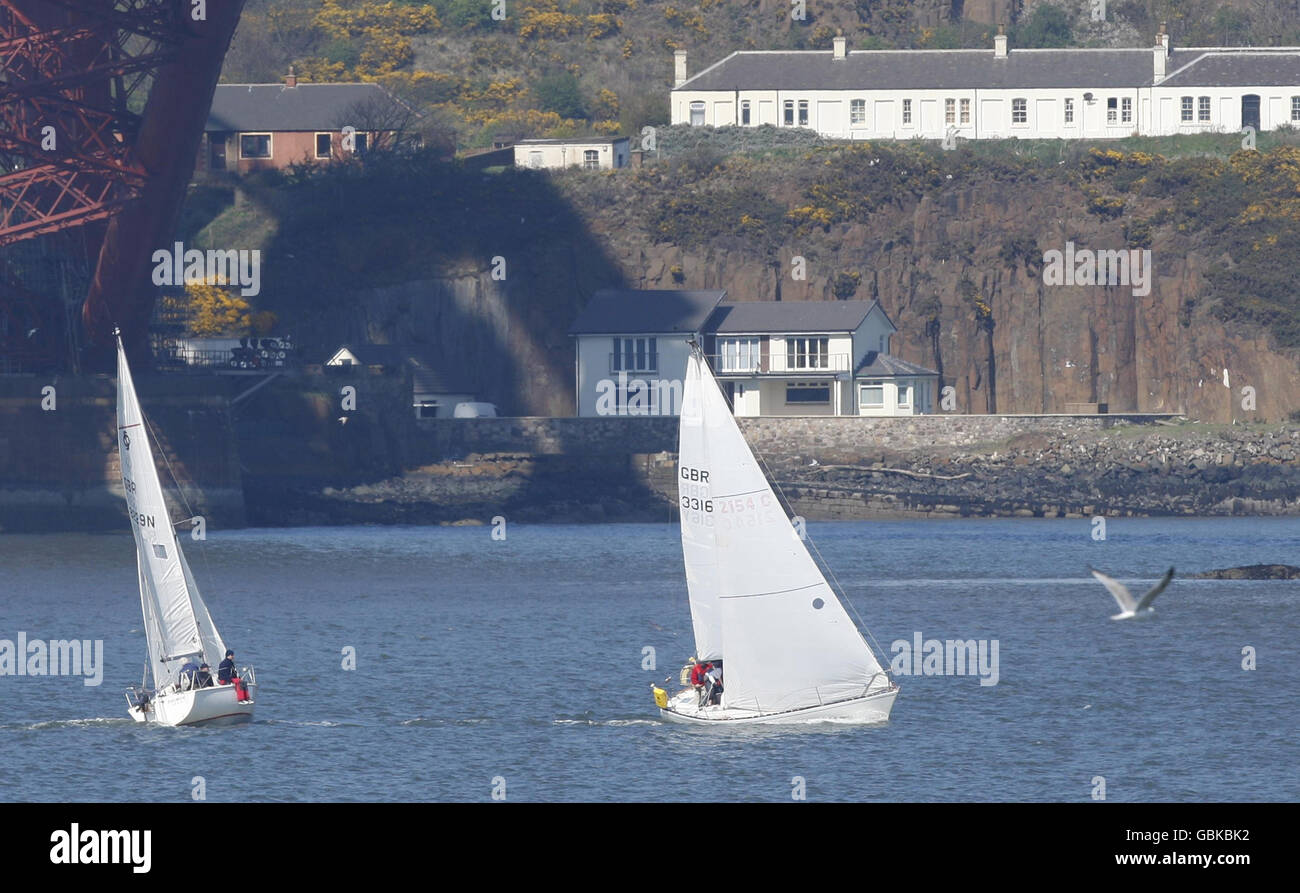 Yachts from Port Edgar Marina set sail under the Forth Rail Bridge in