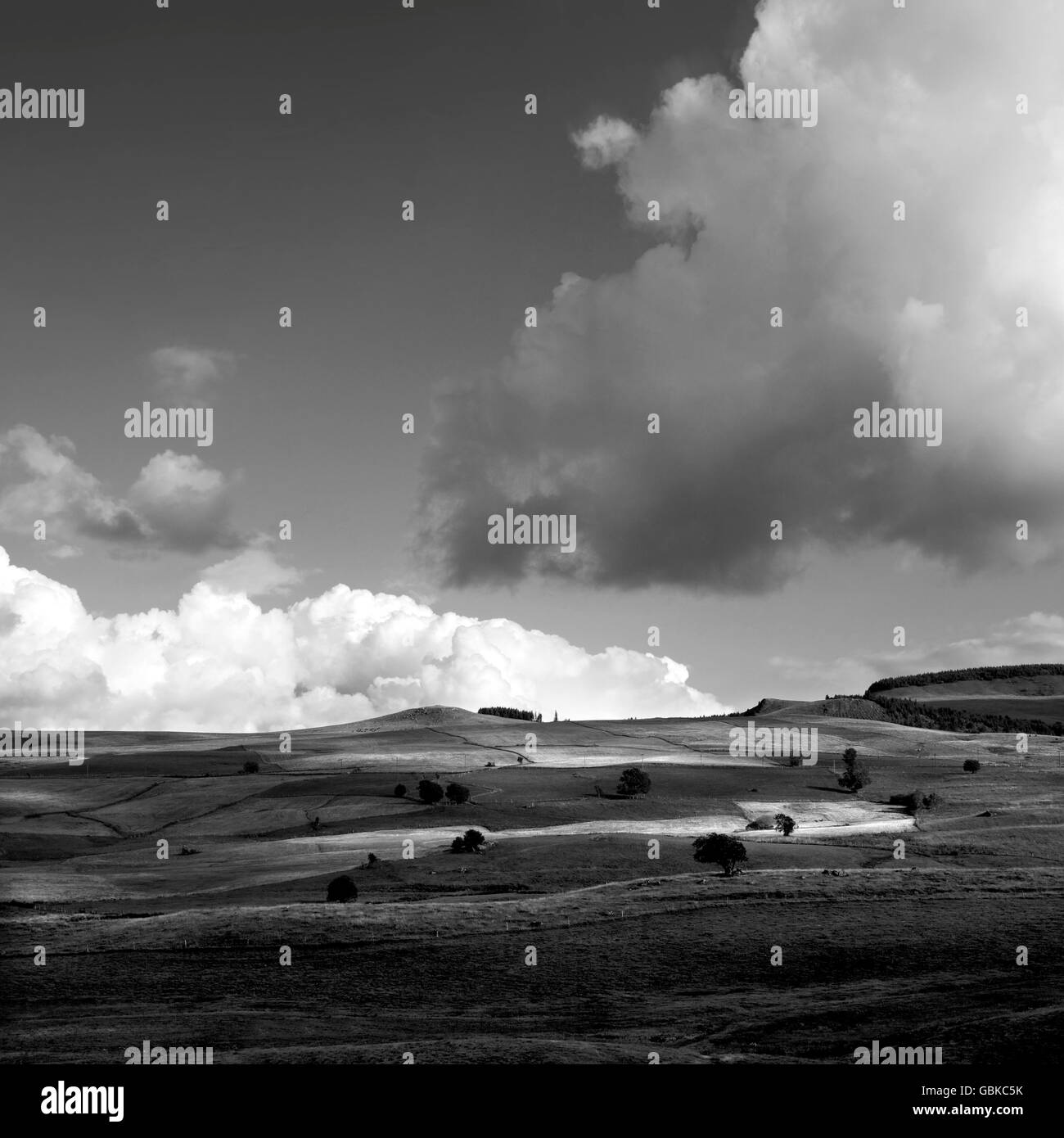 Hills in french countryside Black and White Stock Photos & Images - Alamy
