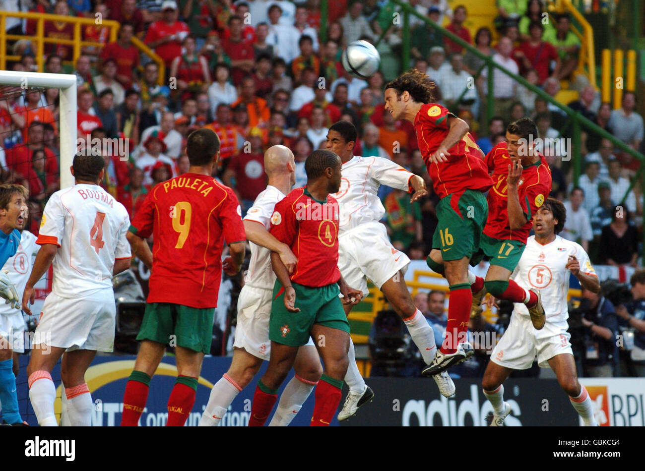 Portugal's Cristiano Ronaldo scores the opening goal of the game Stock Photo