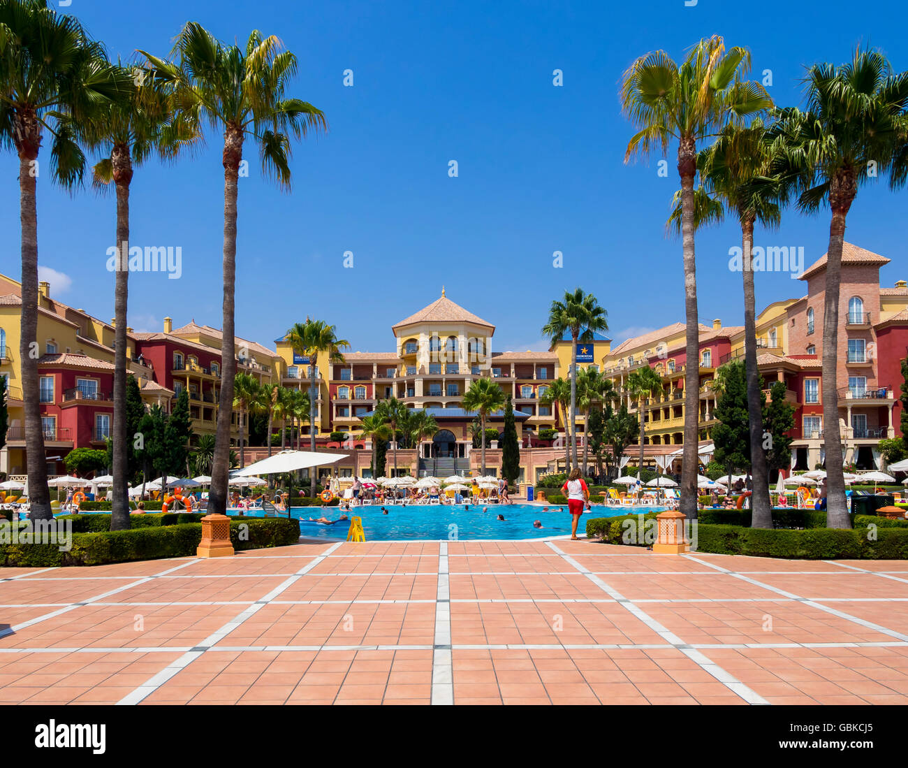 Hotel Iberostar Málaga Playa with Pool, Torrox, Málaga province, Andalusia, Costa del Sol, Spain Stock Photo