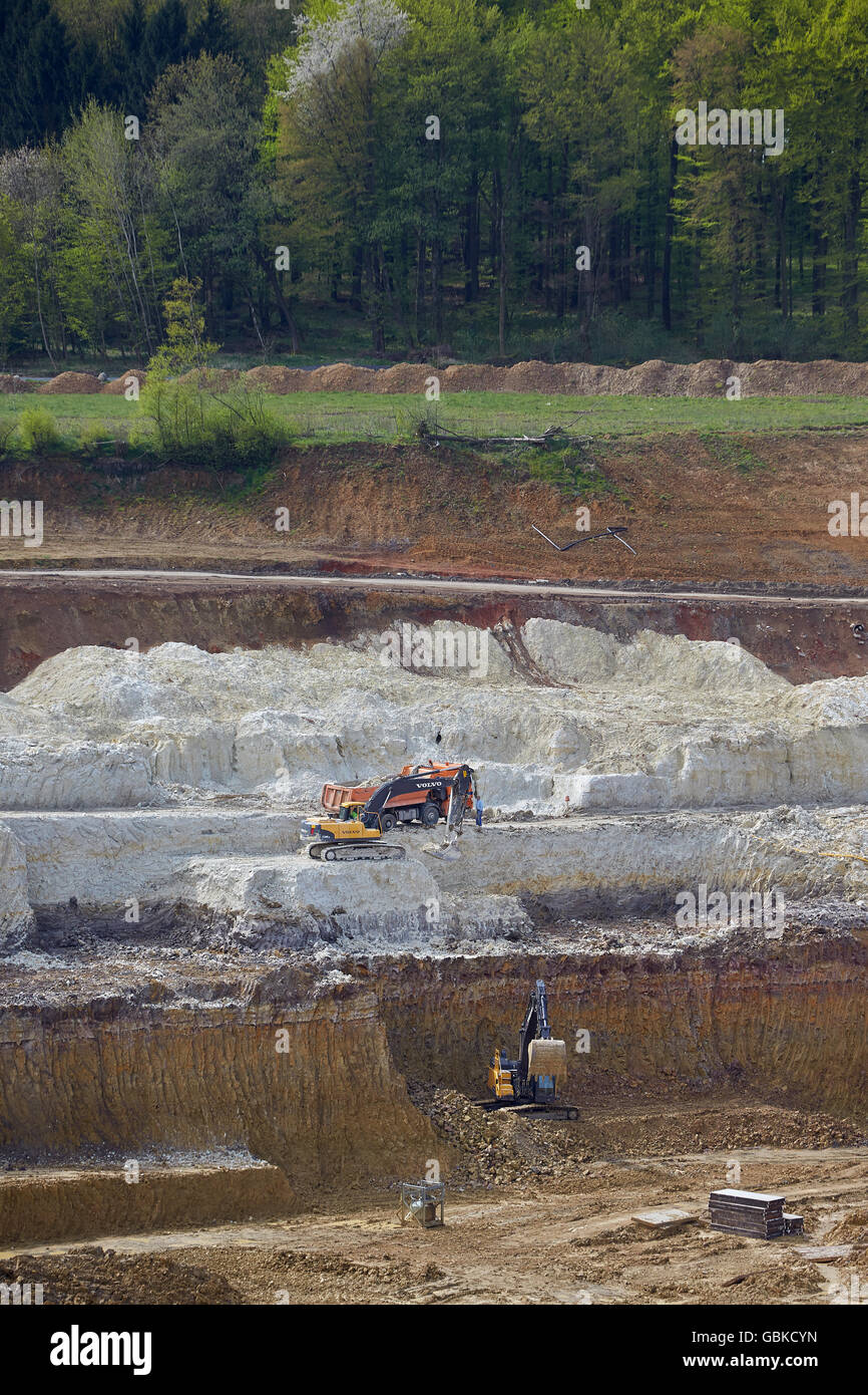 Clay mining in a clay pit, near Meudt, Rhineland-Palatinate, Germany Stock Photo