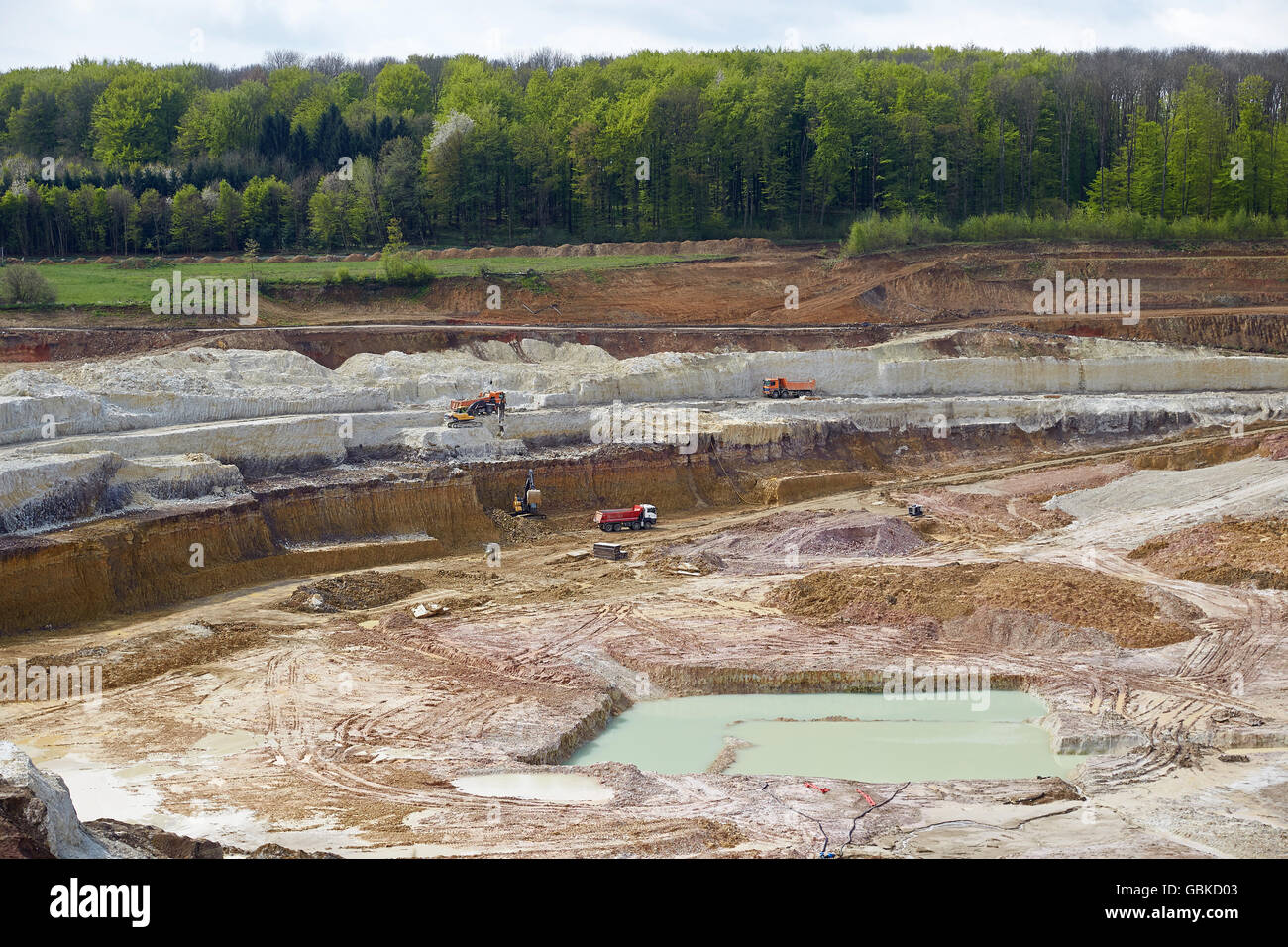 Clay mining in a clay pit, near Meudt, Rhineland-Palatinate, Germany Stock Photo