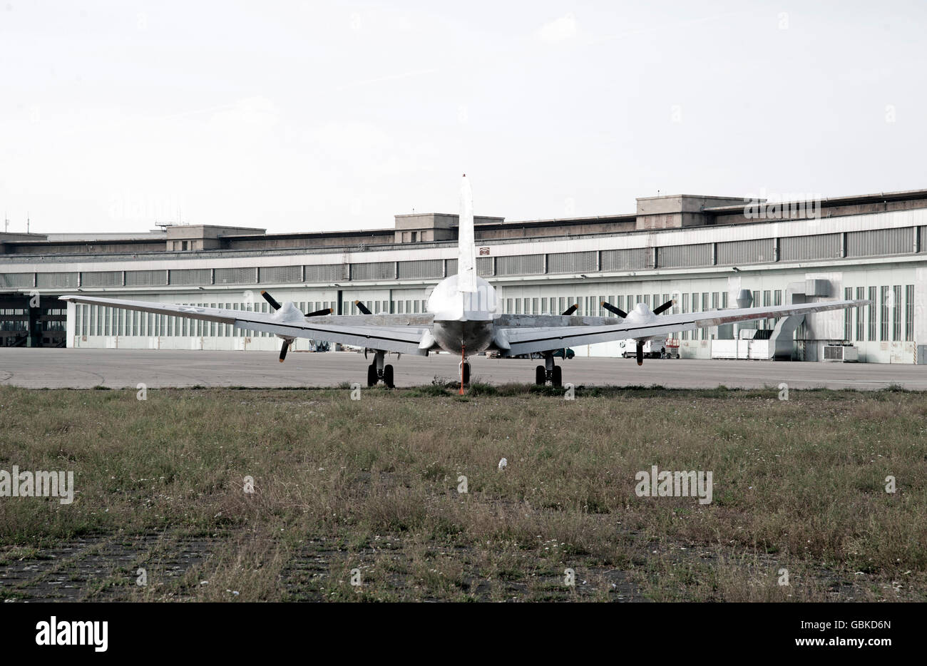 Old aircraft on the grounds of the former Tempelhof Airport, Berlin Stock Photo