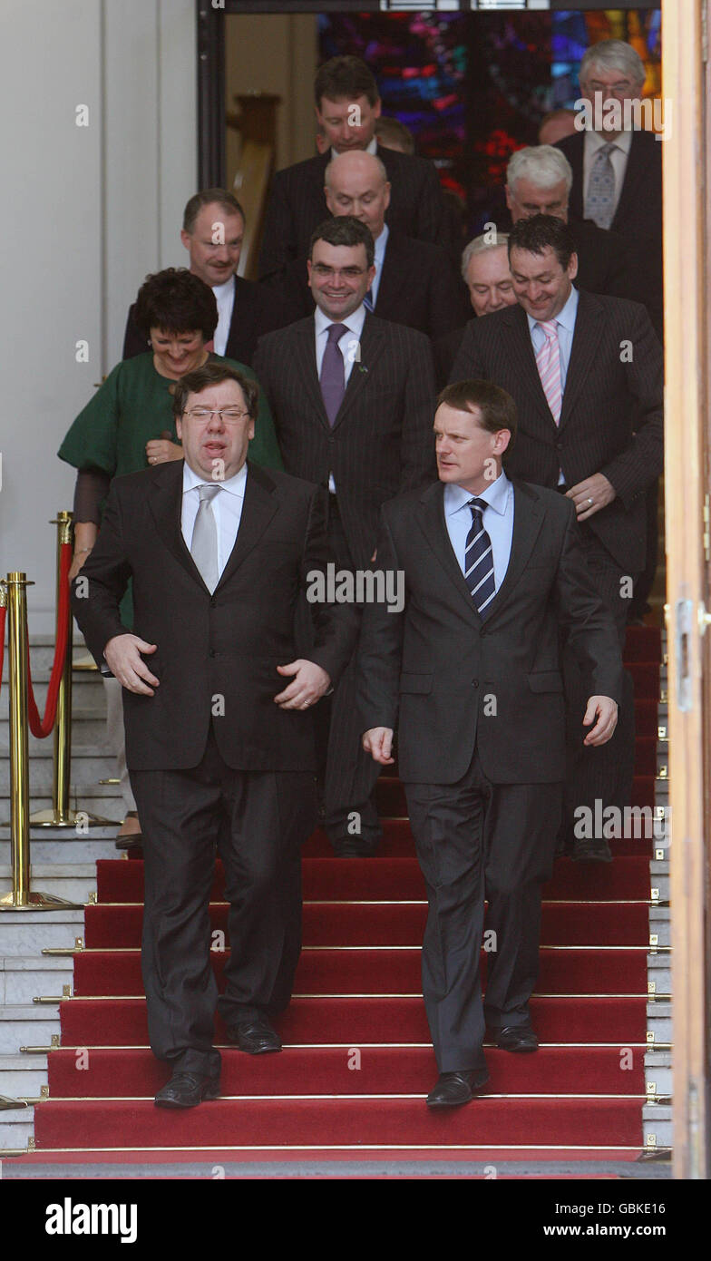 Taioseach Brian Cowen (front left) unveils his new line-up of junior ministers at a photocall at government buildings today. Stock Photo