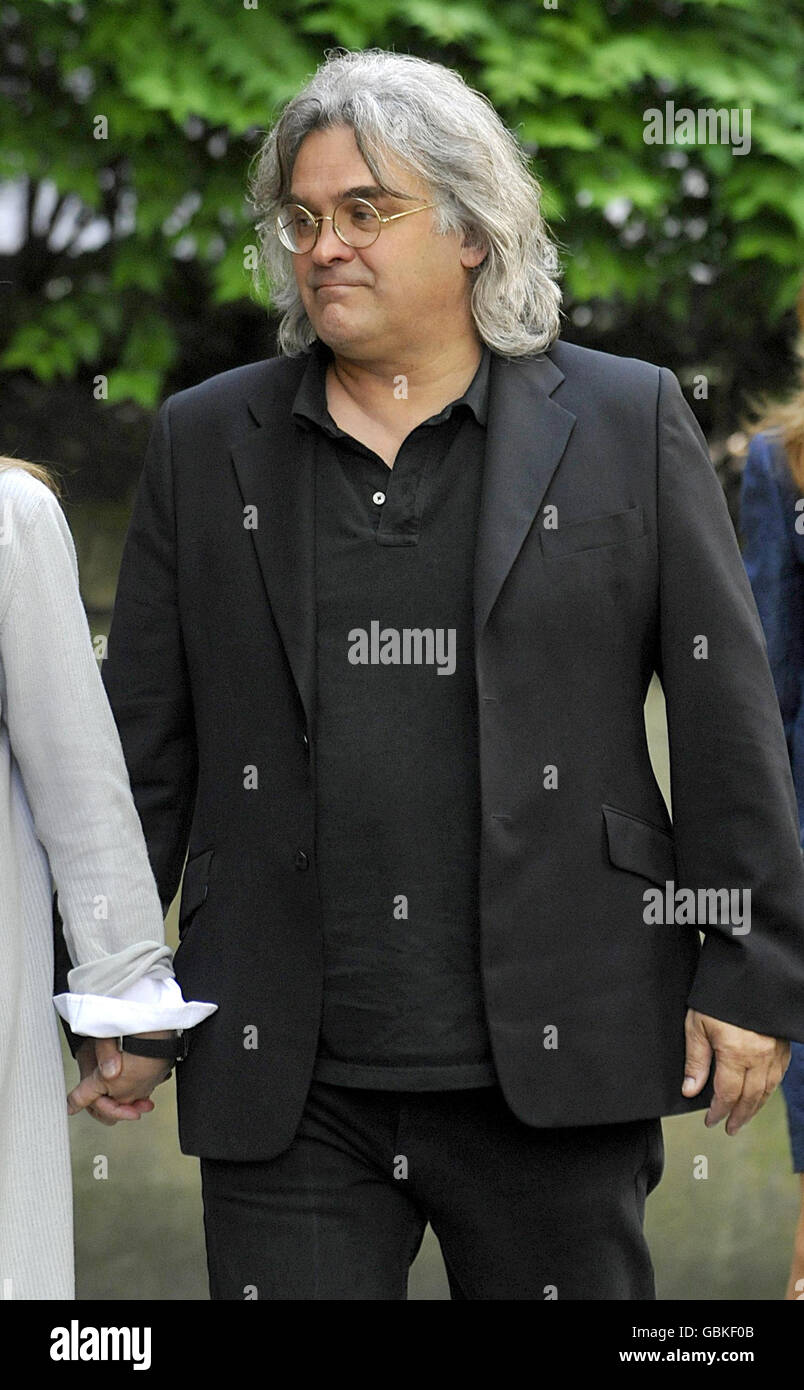 Film director Paul Greengrass arrives at St Bride's Church in Fleet Street, London, for the funeral of broadcaster, writer and former Liberal MP, Sir Clement Freud. Stock Photo
