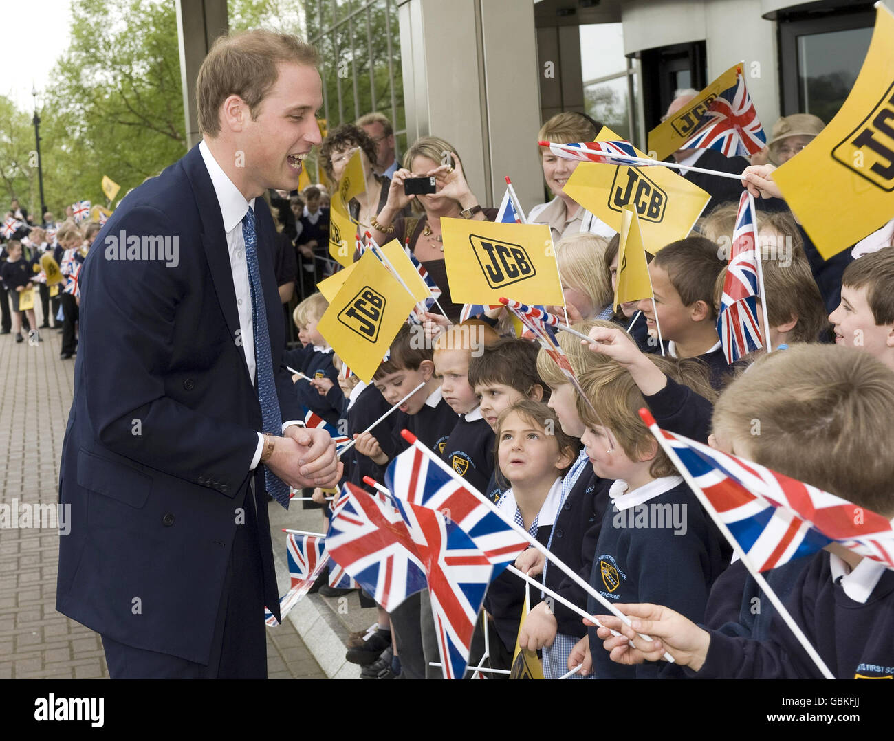 Prince William visits the World Headquarters of JCB, one of the world's largest manufacturers of construction equipment, to mark the production of the company's 750,000th machine at JC Bamford Excavators Ltd, Rocester, Staffordshire. Stock Photo
