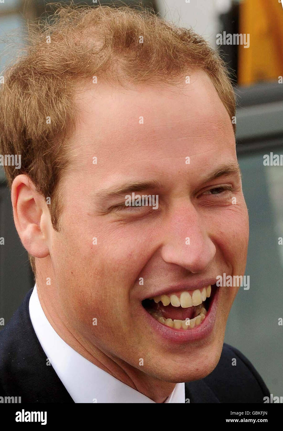 Prince William arrives for a visit to the World Headquarters of JCB, one of the world's largest manufacturers of construction equipment, to mark the production of the company's 750,000th machine in Rocester, Staffordshire. Stock Photo