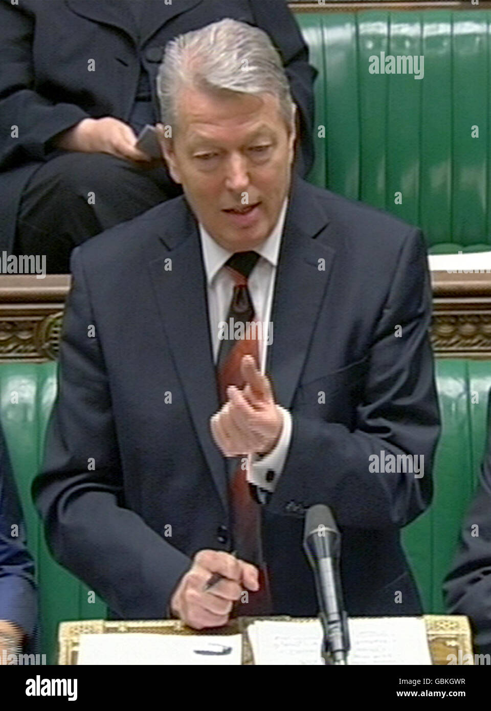 Health Secretary Alan Johnson makes a statement on the potential risk of an outbreak of swine flu in the UK. Stock Photo