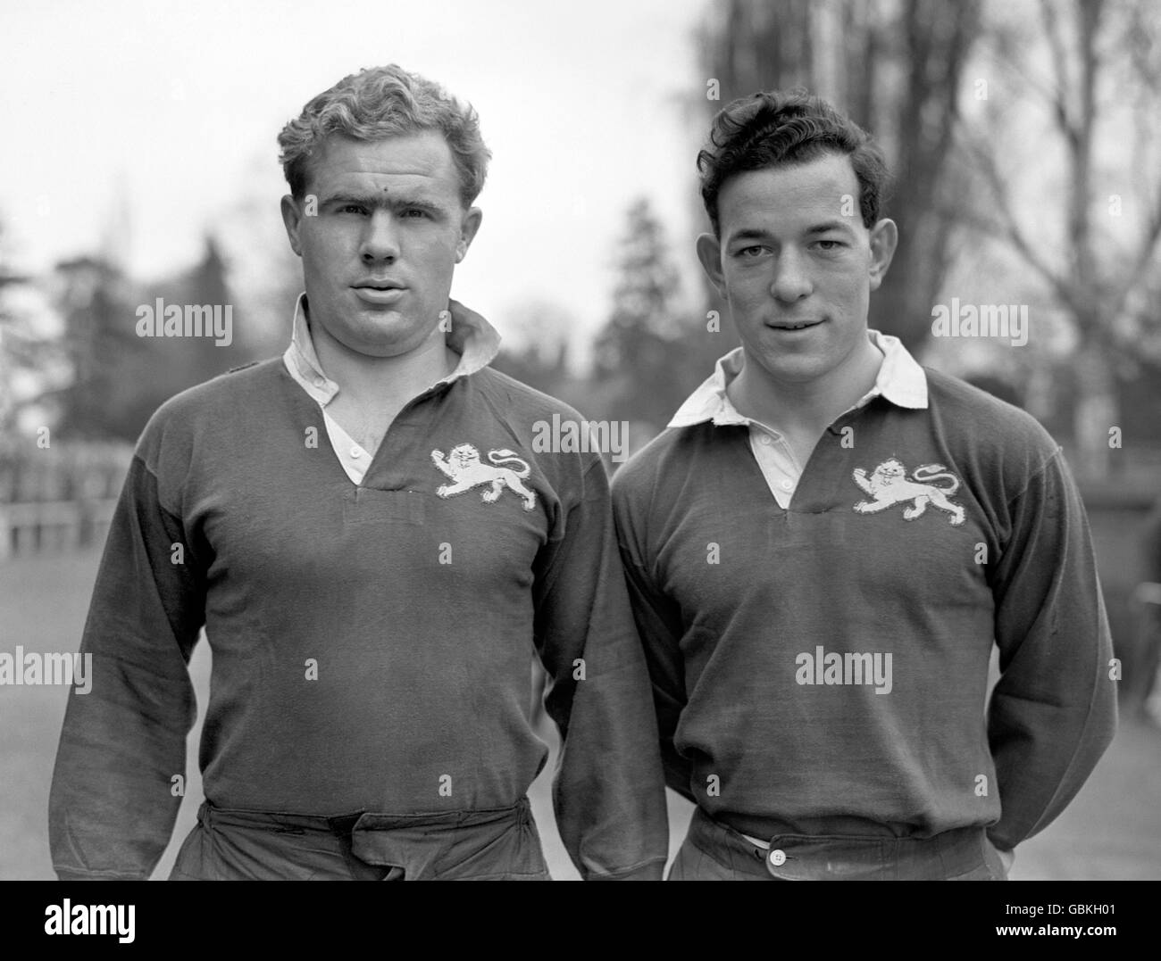 Mike Berridge of England and Northampton, left, and Karl Mullen of Ireland and Old Belvedere. Stock Photo