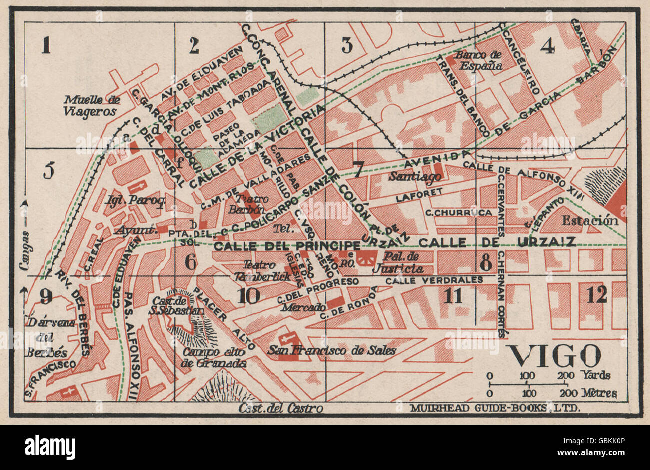 VIGO. Vintage town city map plan. Spain, 1930 Stock Photo ...