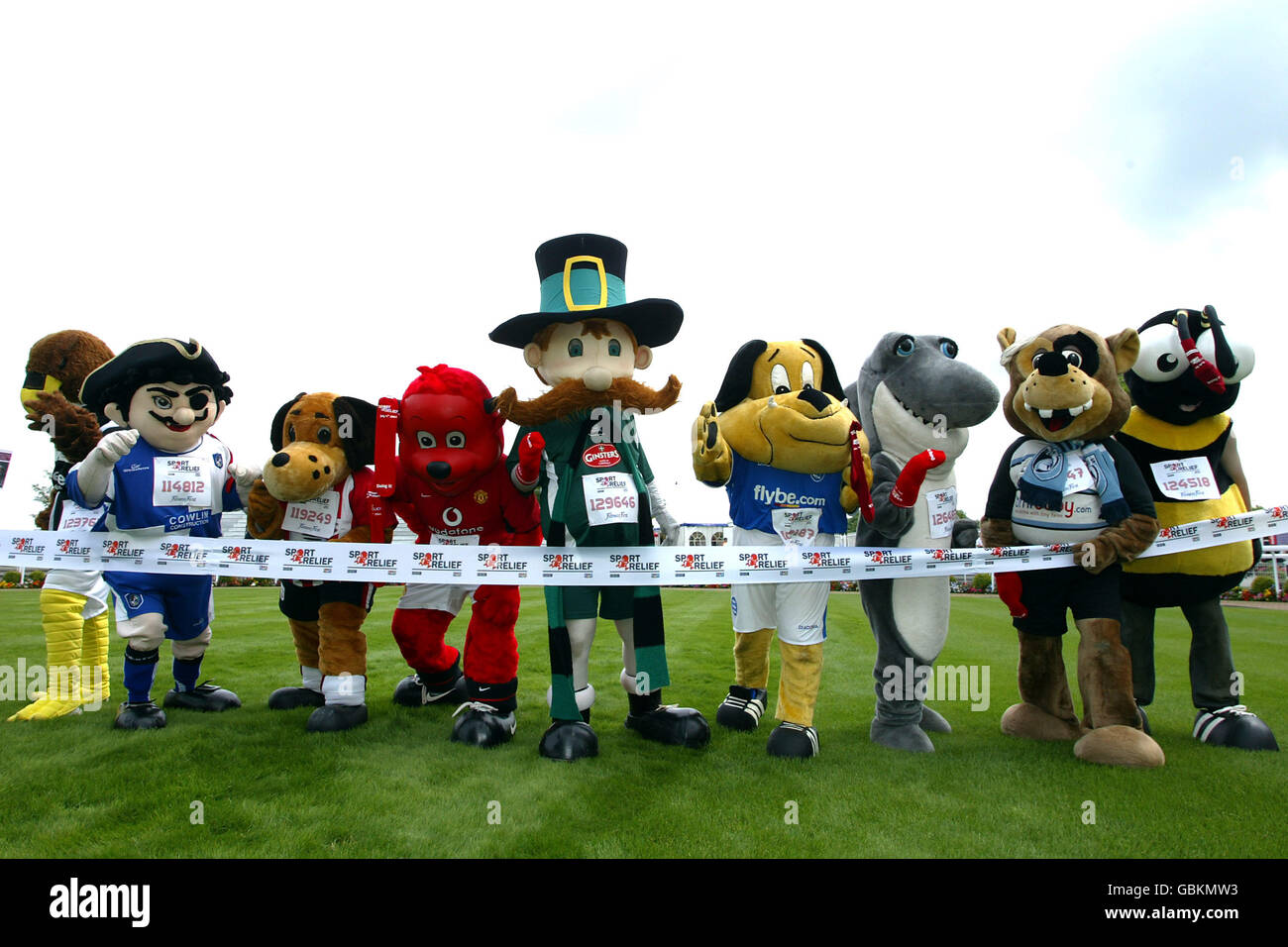 Football club mascots line up for the mascot race hi-res stock ...