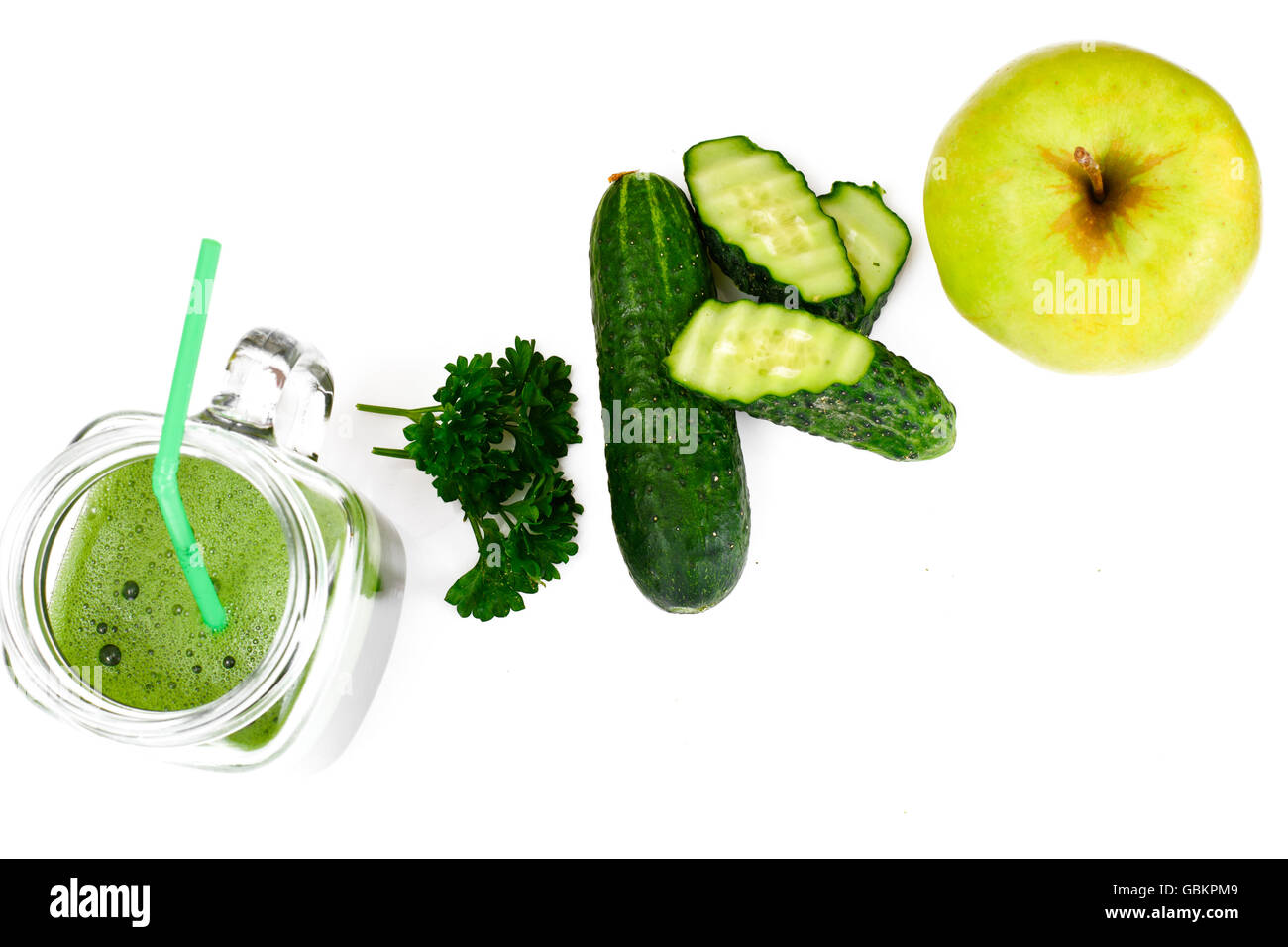 Juice from Apple, Cucumber and Parsley Stock Photo Alamy