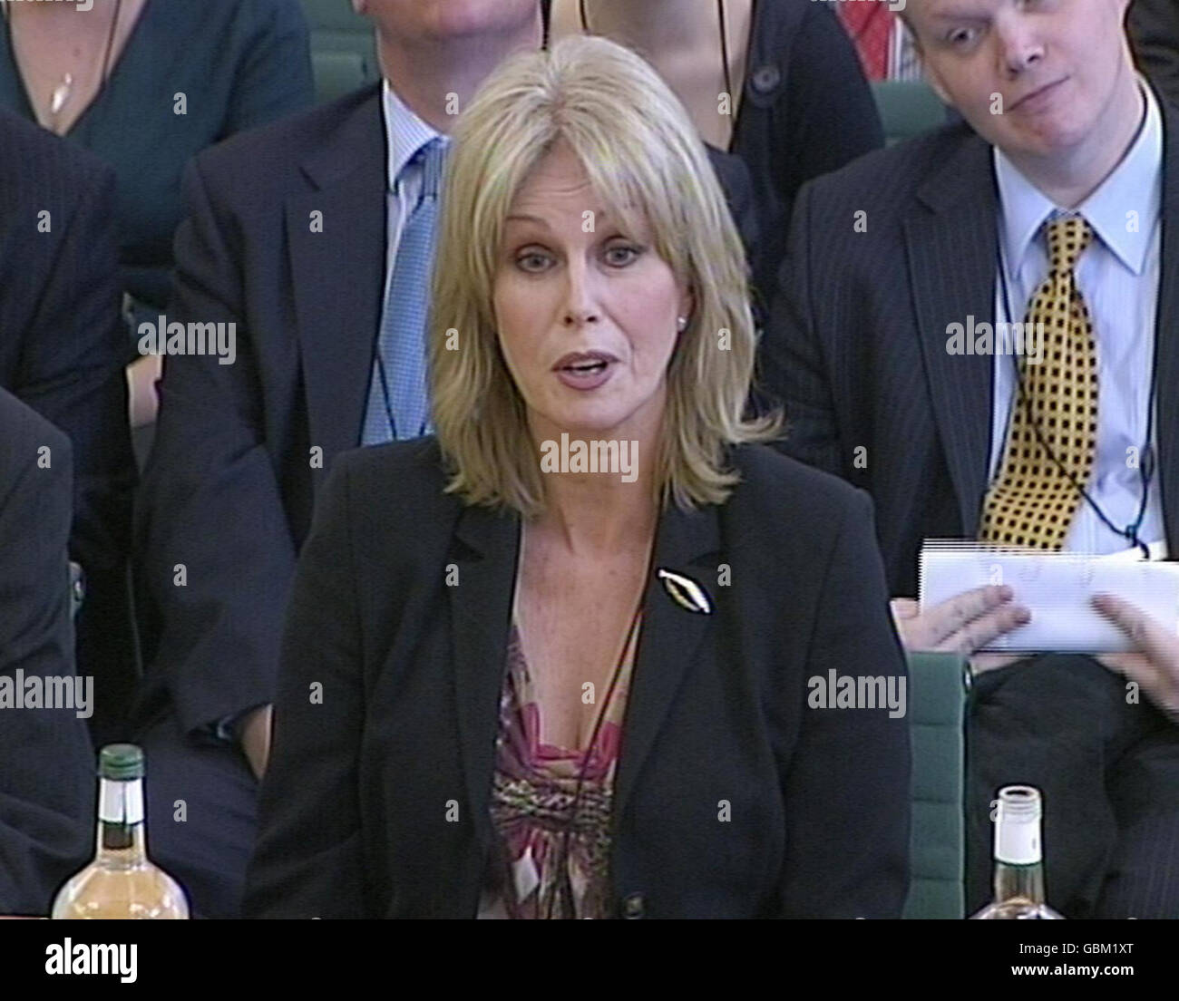 Actress Joanna Lumley appearing before the Home Affairs Select Committee at the House of Commons in London where she gave evidence to give Gurkhas a better deal on residence rights. Stock Photo