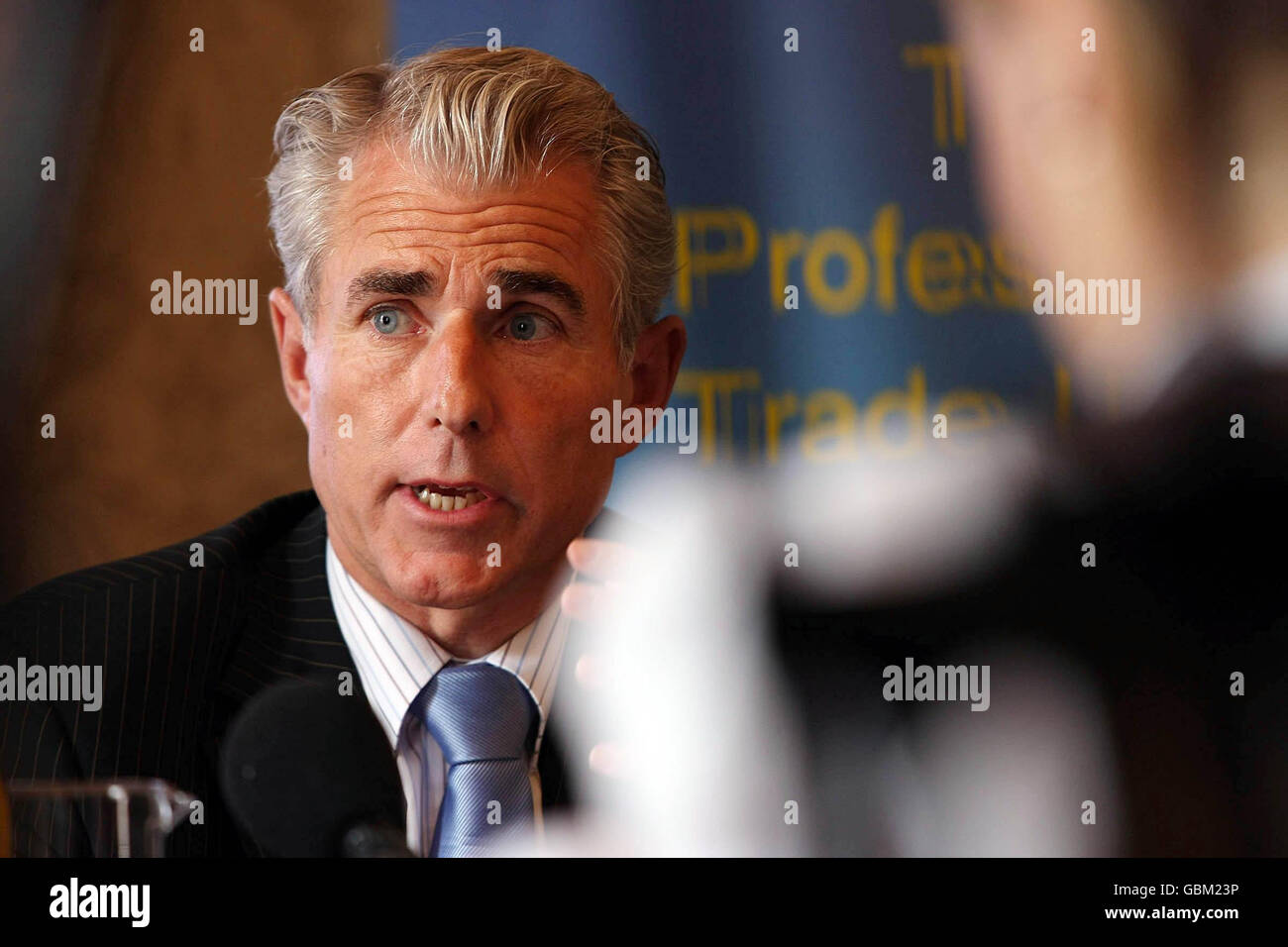 Liam Doran from the Irish Nurses Organisation during a joint press conference with the Irish Medical Organisation in IMO House Dublin to address concerns over cost-saving measures on public health service numbers. Stock Photo