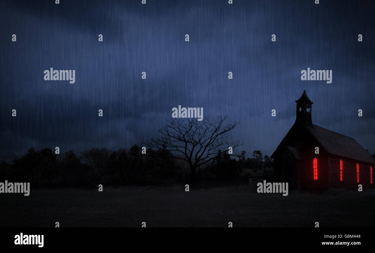 Haunted House with  Horror Atmosphere Stock Photo