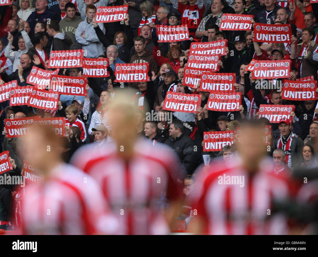 Sheffield united fans hold banners before the coca cola championship hi