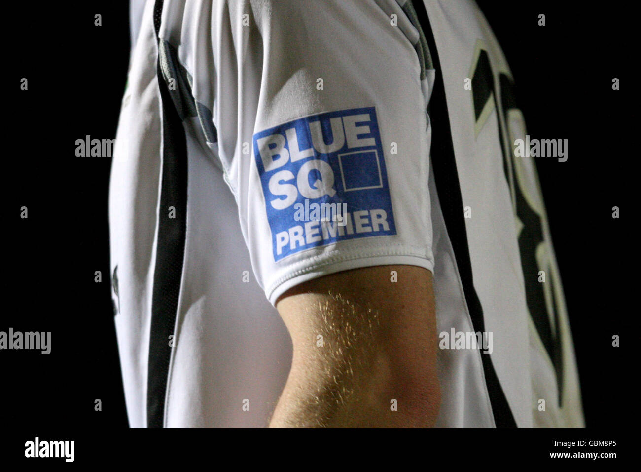 Soccer - Blue Square Premier League - Salisbury City v Ebbsfleet United - The Raymond McEnhill Stadium. The Blue Sqaure Premier League logo displayed on a sleeve Stock Photo